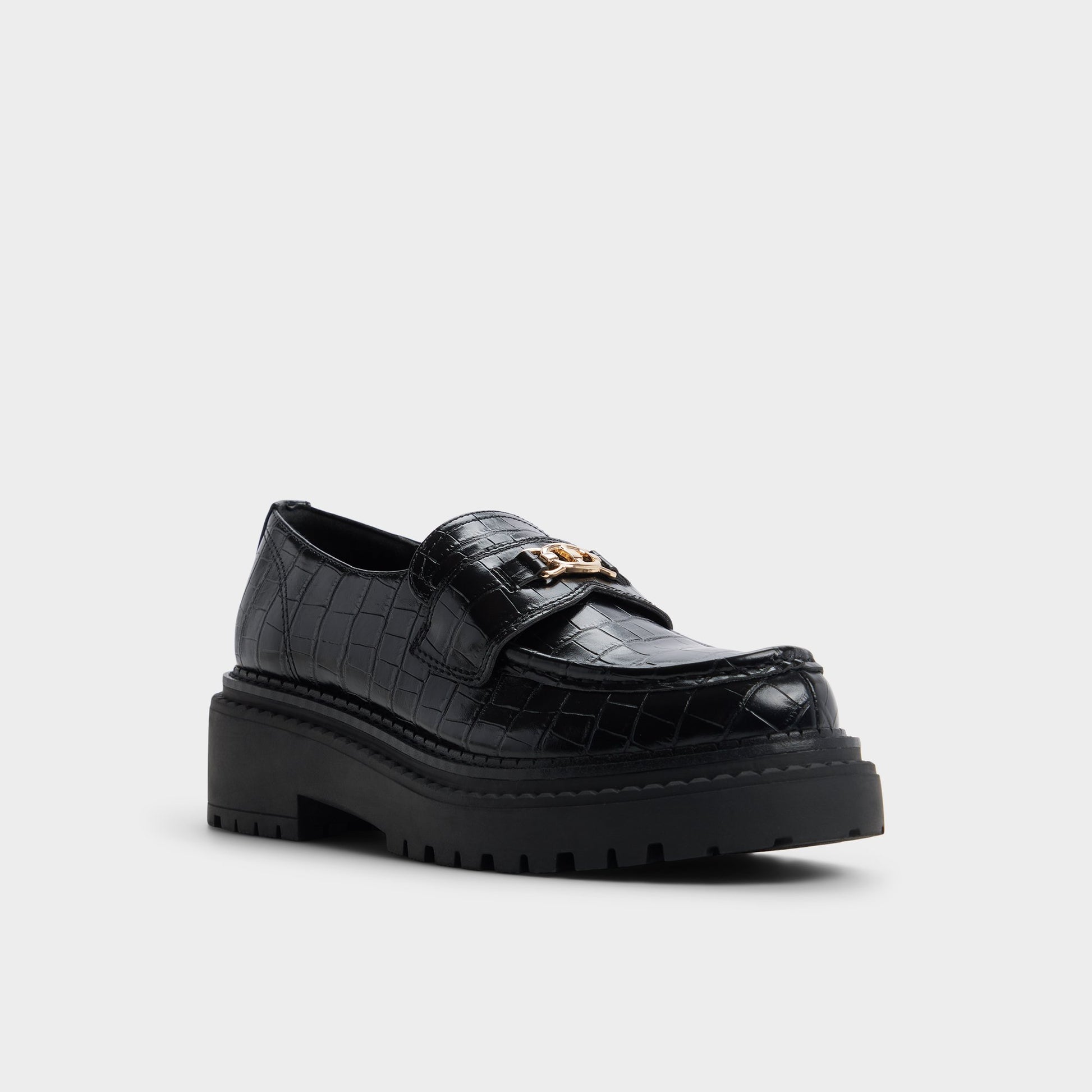Three-quarter angle of Black Miravelle Loafer's front side
