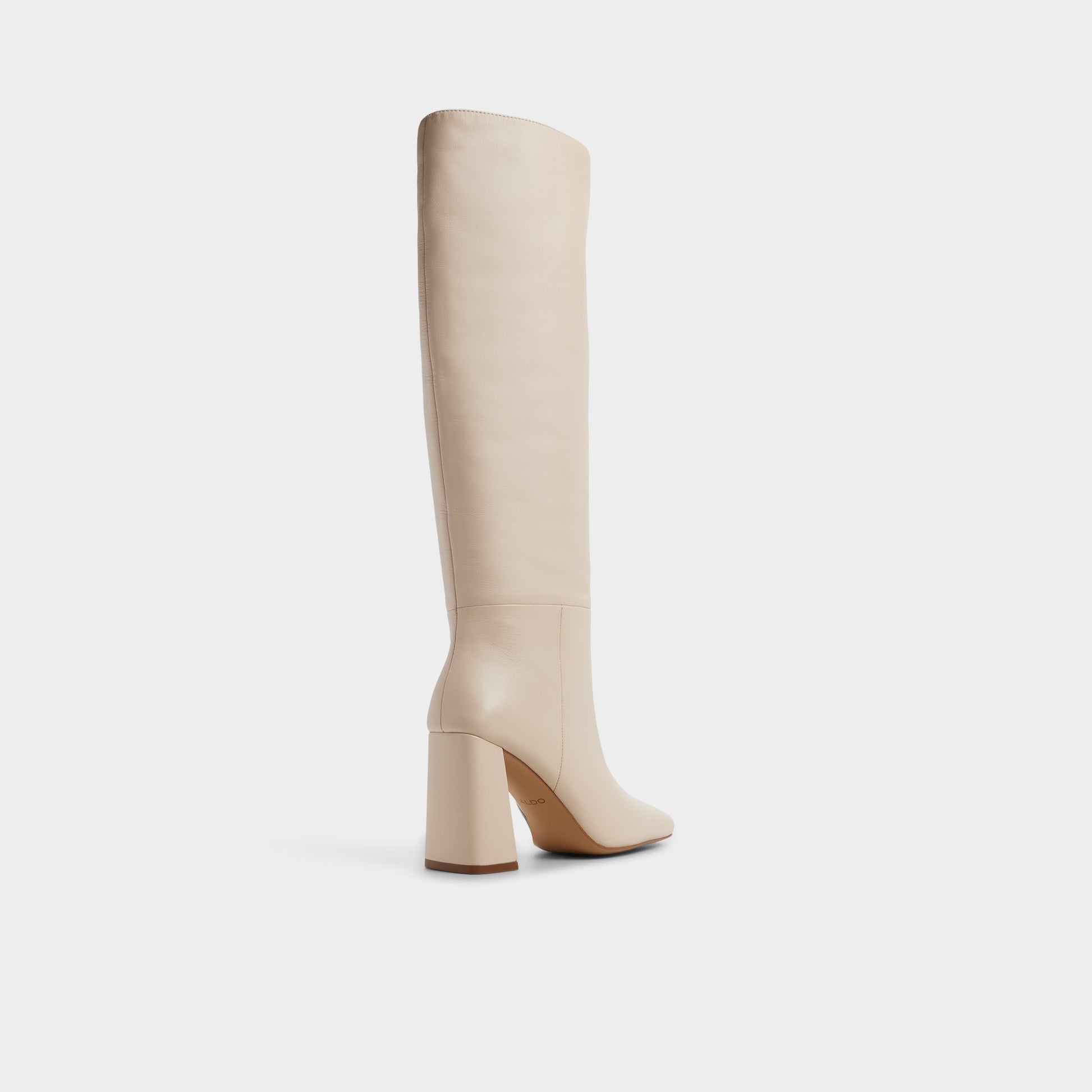 Three-quarter angle of Cream Helana Knee-high boot's back side