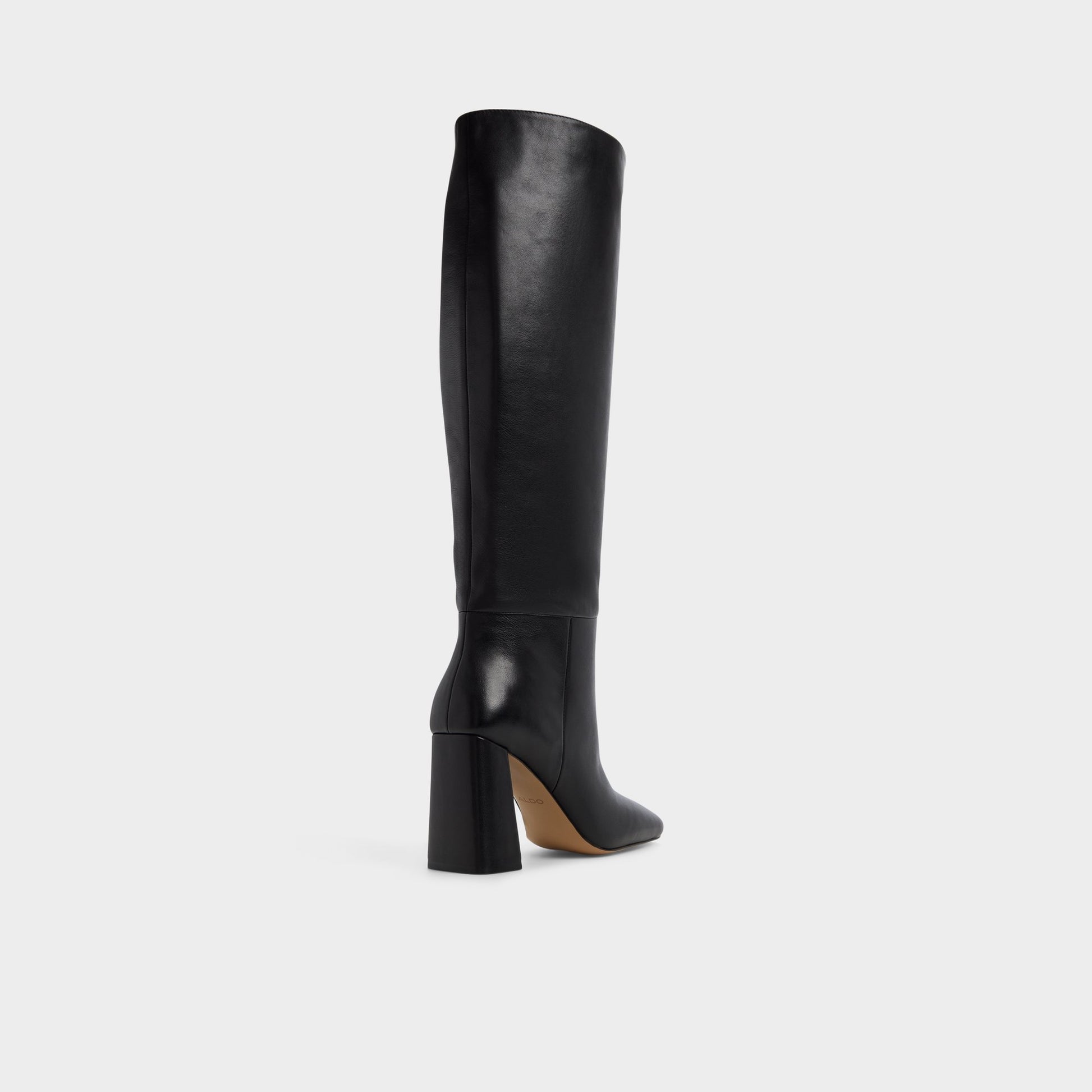 Three-quarter angle of Black Helana Knee-high boot's back side