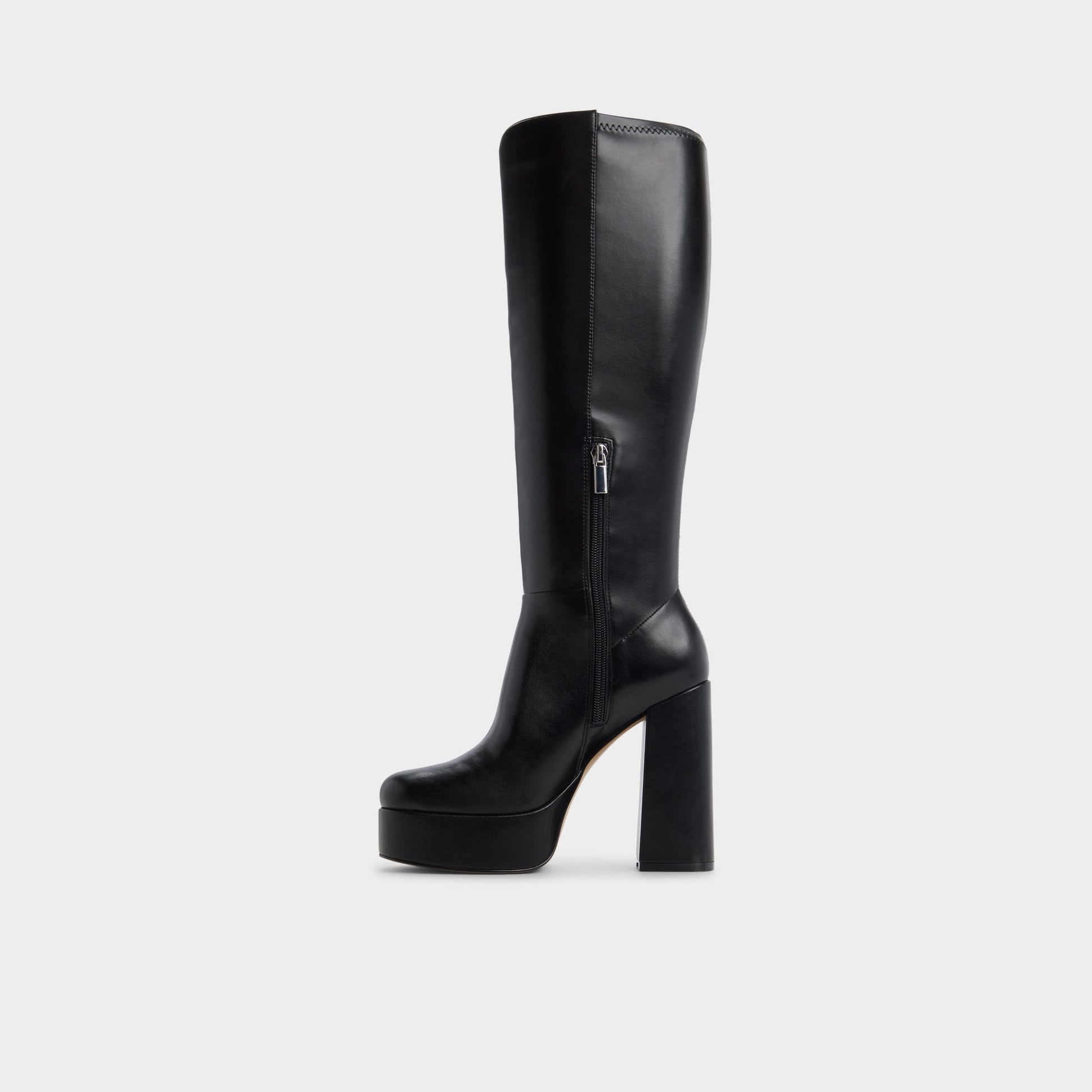 Side view of Black Albie-wc Knee-high boot