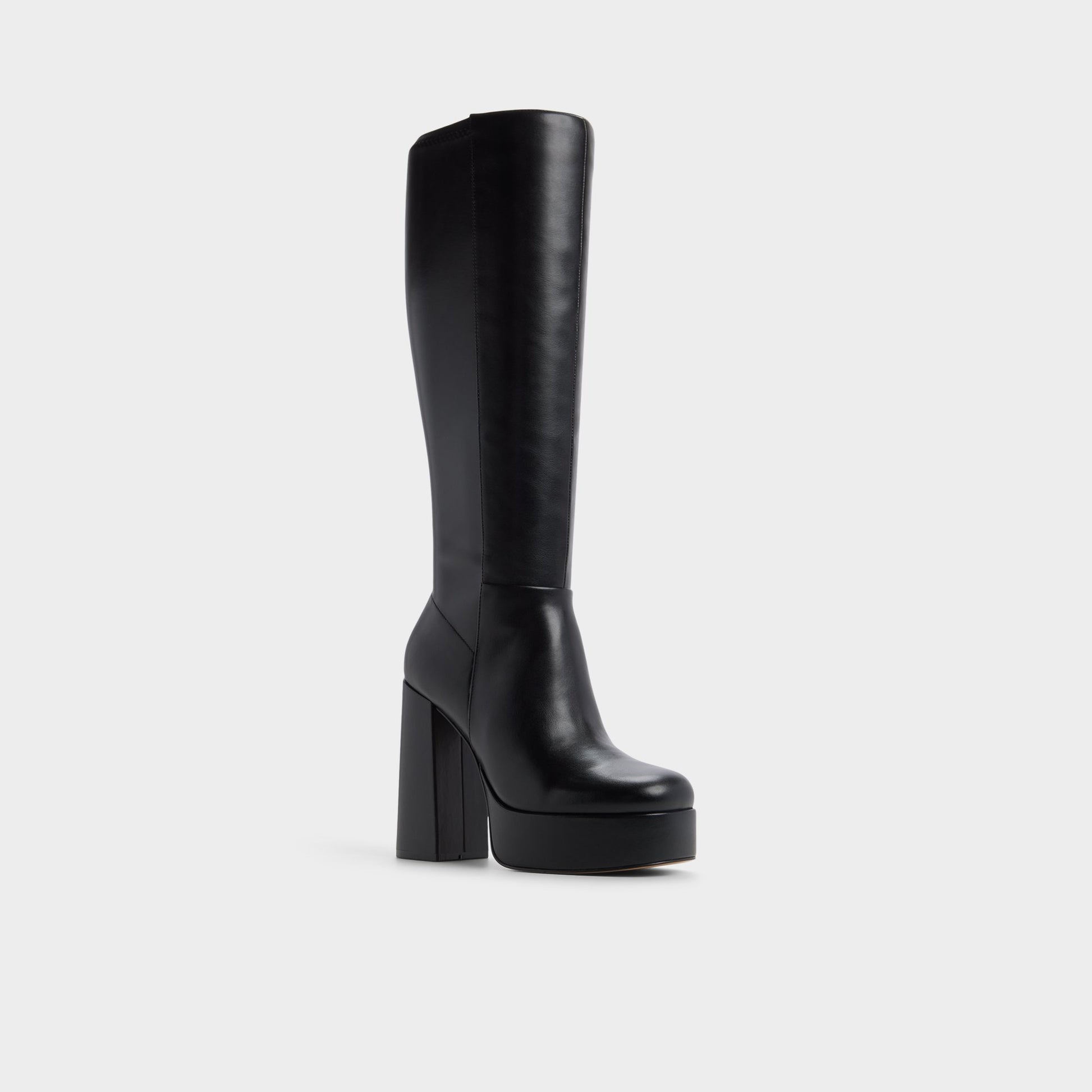Three-quarter angle of Black Albie-wc Knee-high boot's front side