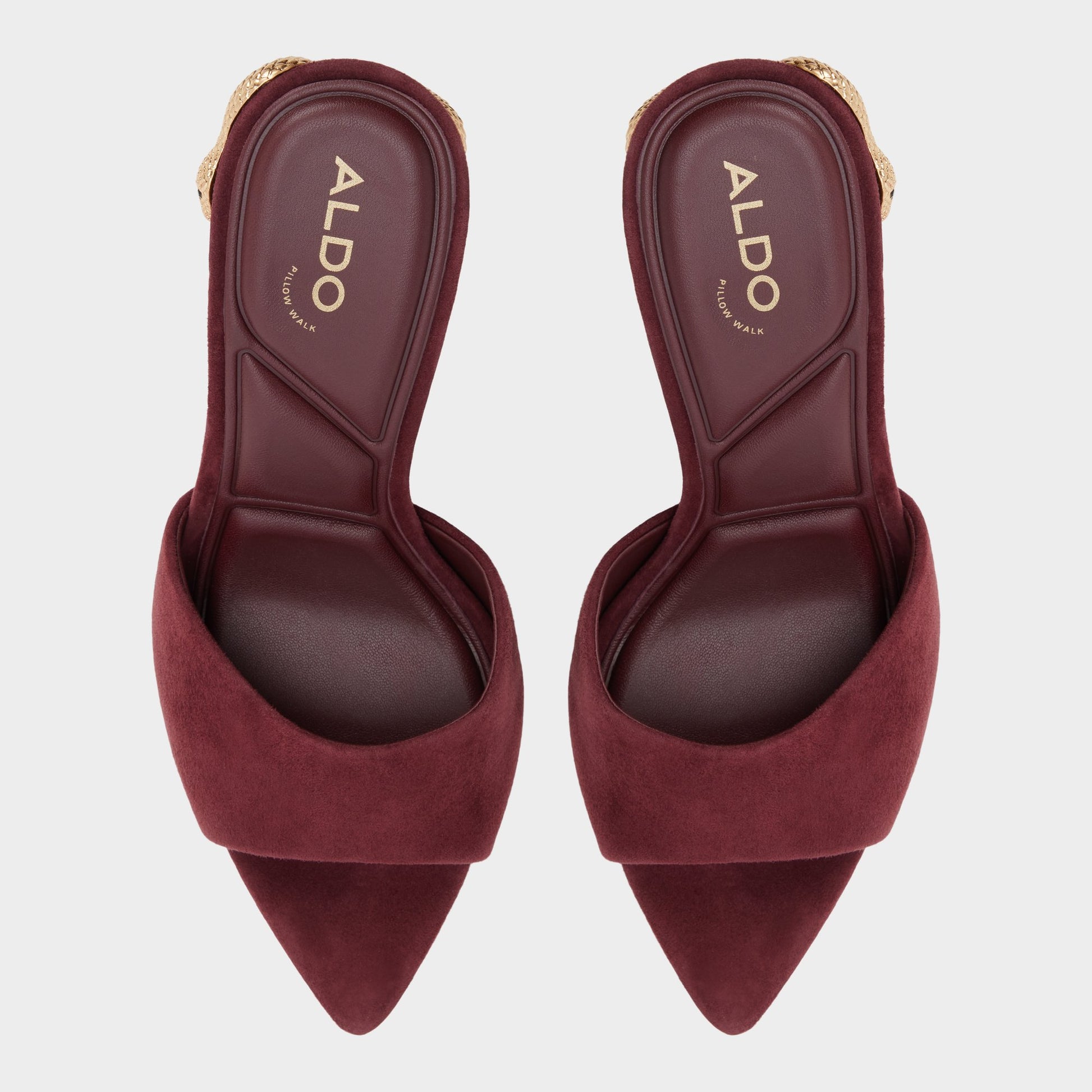 Top-down view of the Bordo Seashella Heeled mule