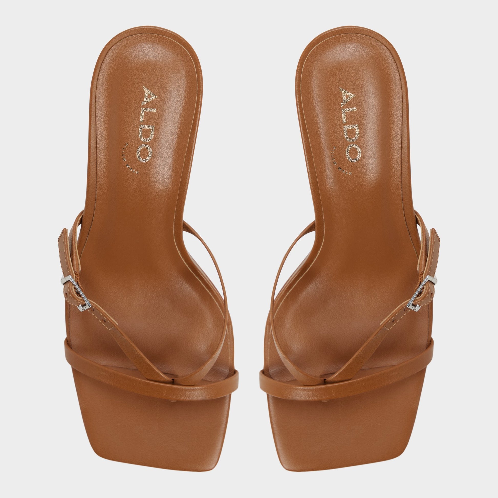 Top-down view of the Medium Brown Gannever Heeled flip flop