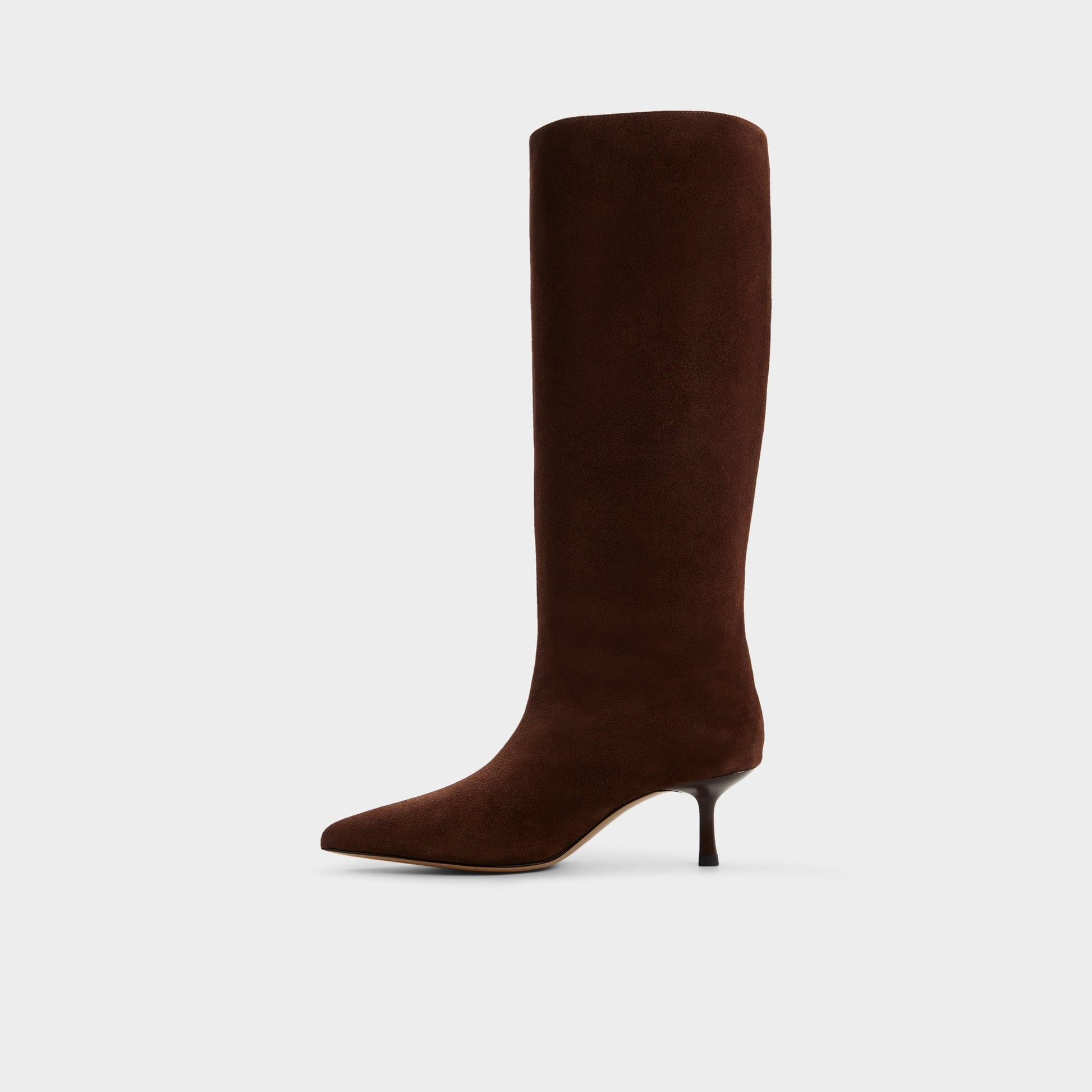 Side view of Dark Brown Selora-wc Knee-high boot