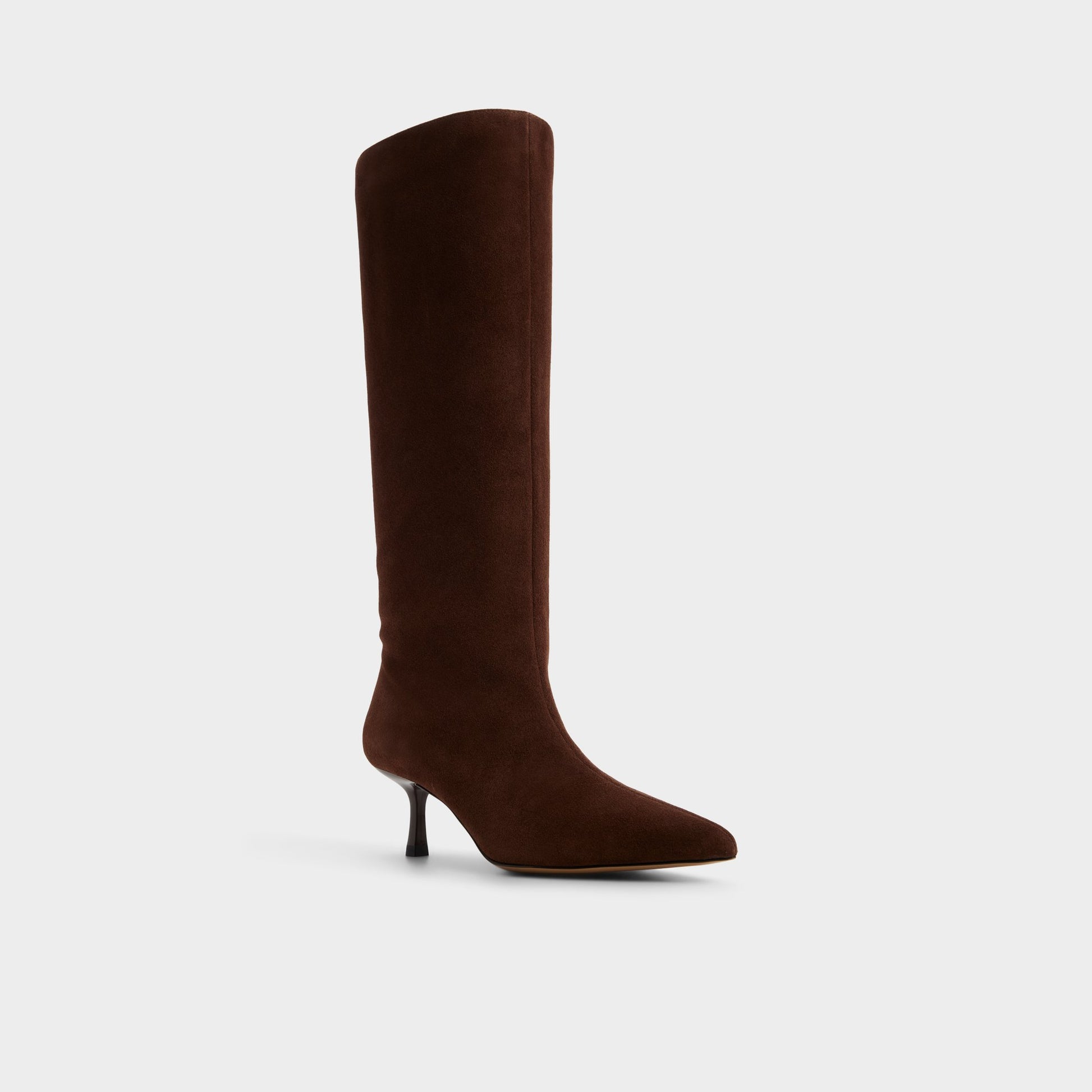 Three-quarter angle of Dark Brown Selora-wc Knee-high boot's front side