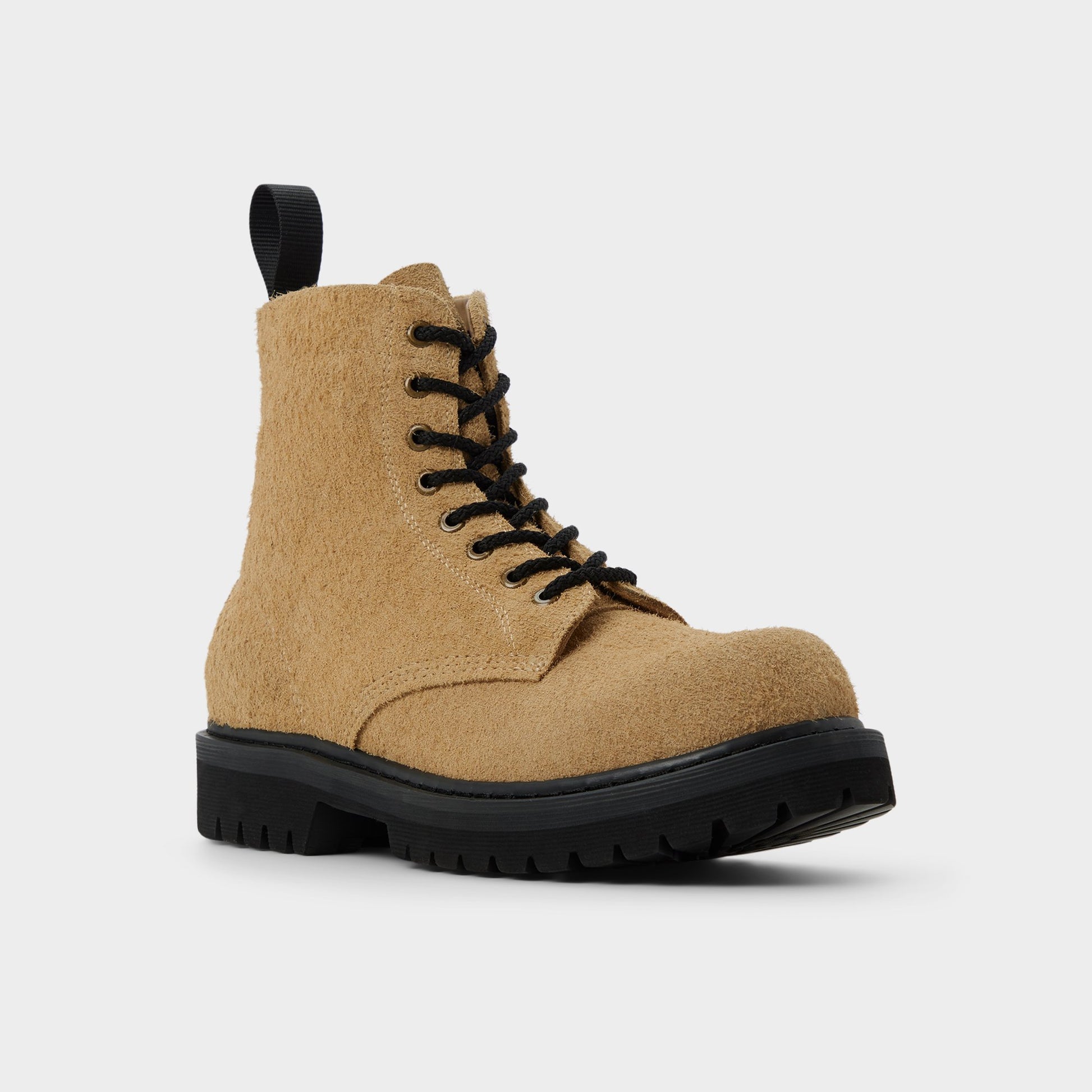 Three-quarter angle of Sand Doublezero Combat boot's front side