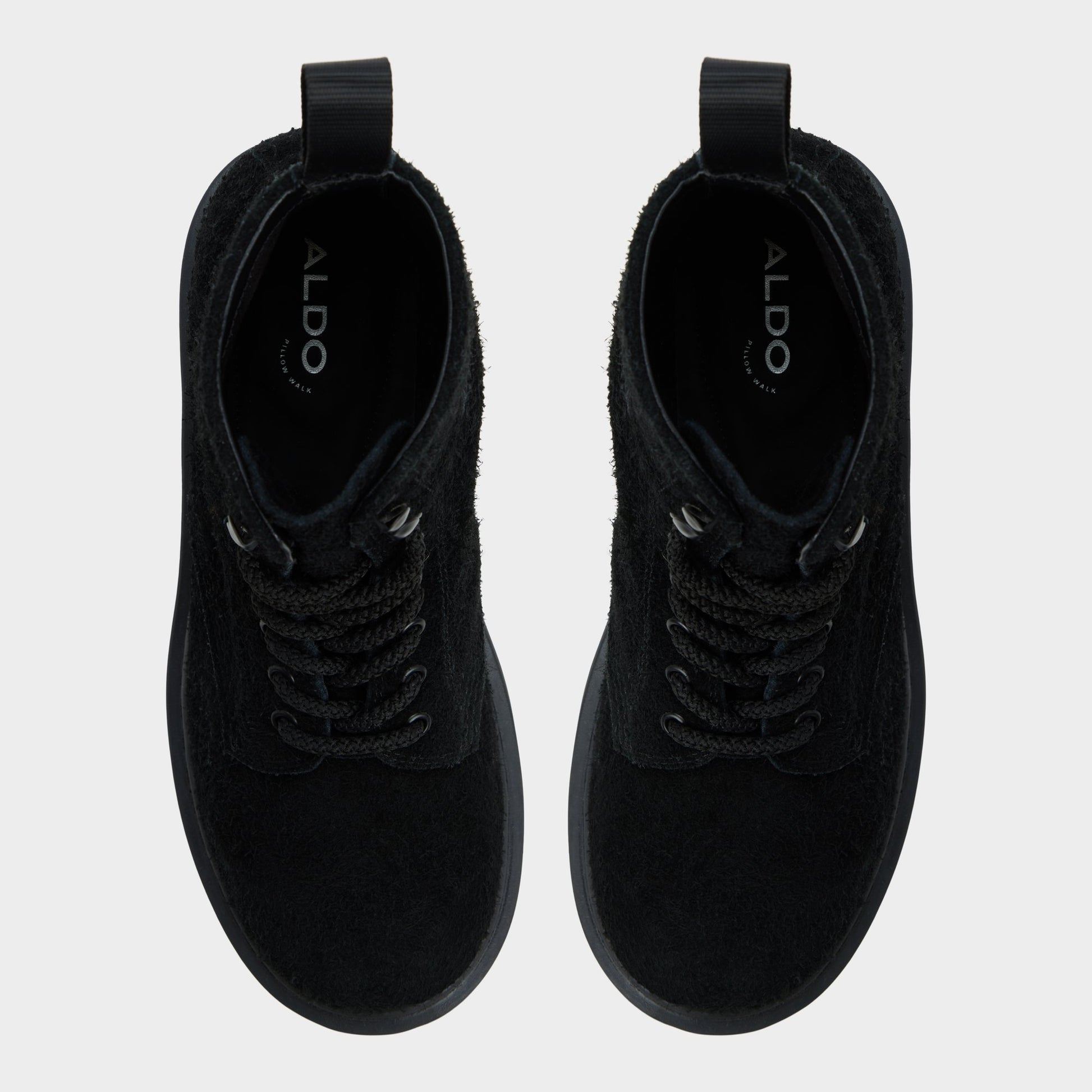 Vue de dessus de la Noir Doublezero Botte lacée