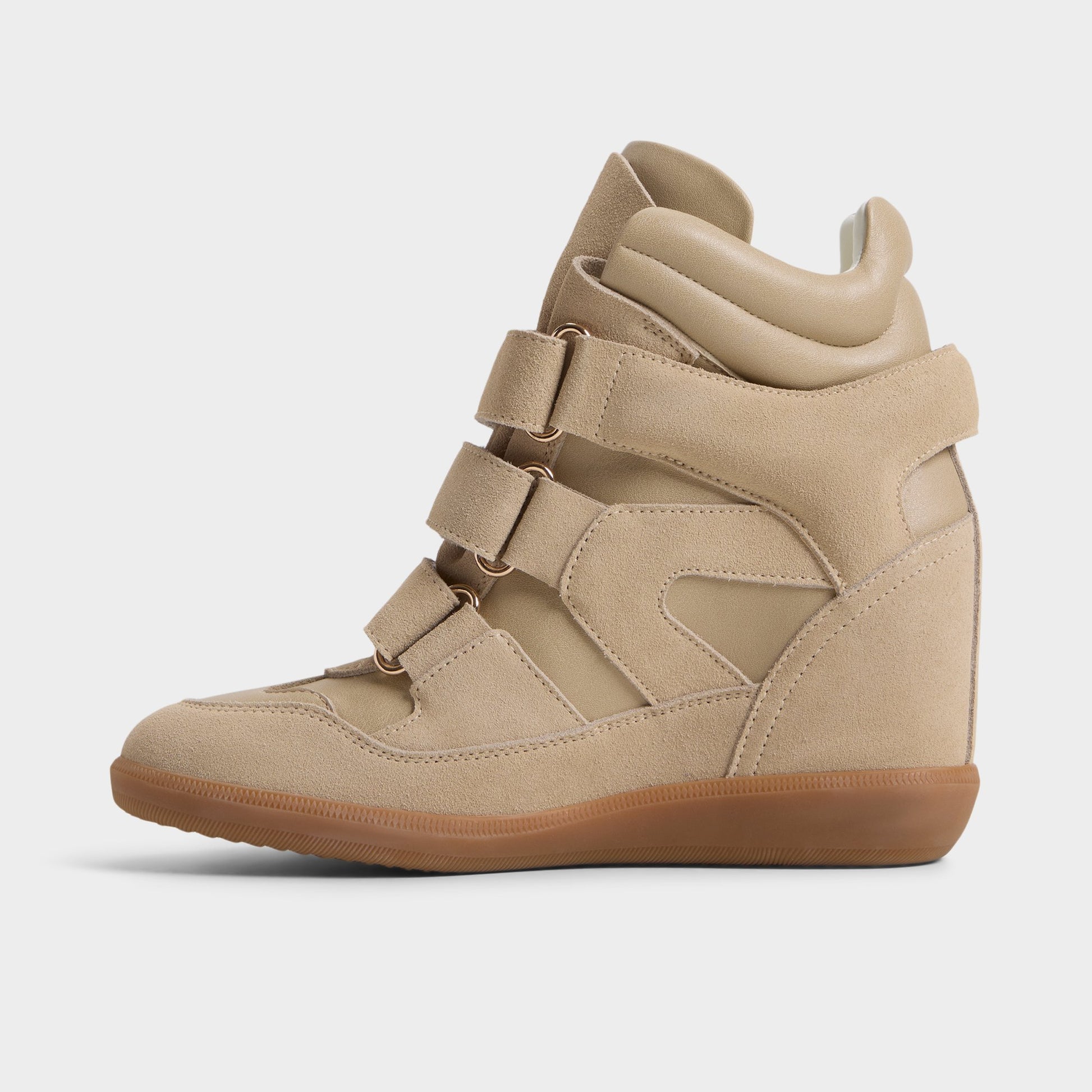 Side view of Sand Bellissamo Wedge sneaker