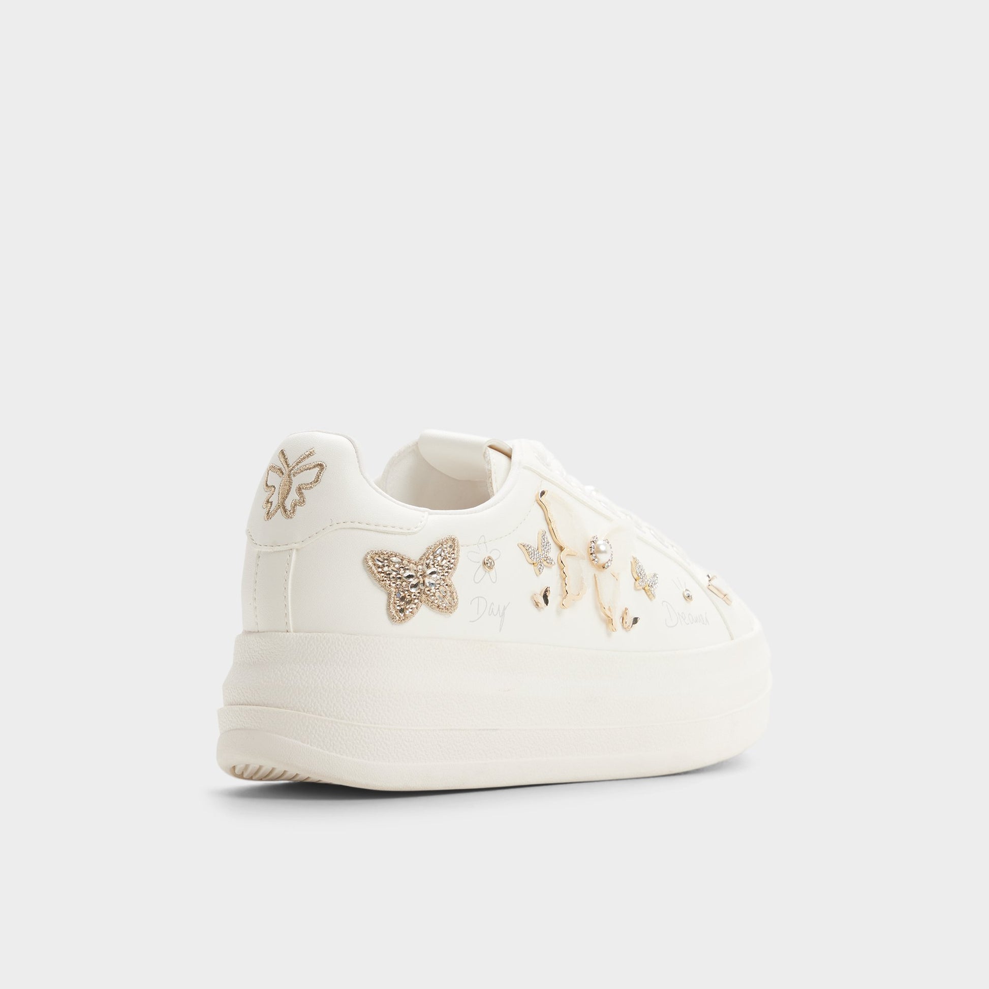 Three-quarter angle of White Pearlwing2 Sneaker's back side