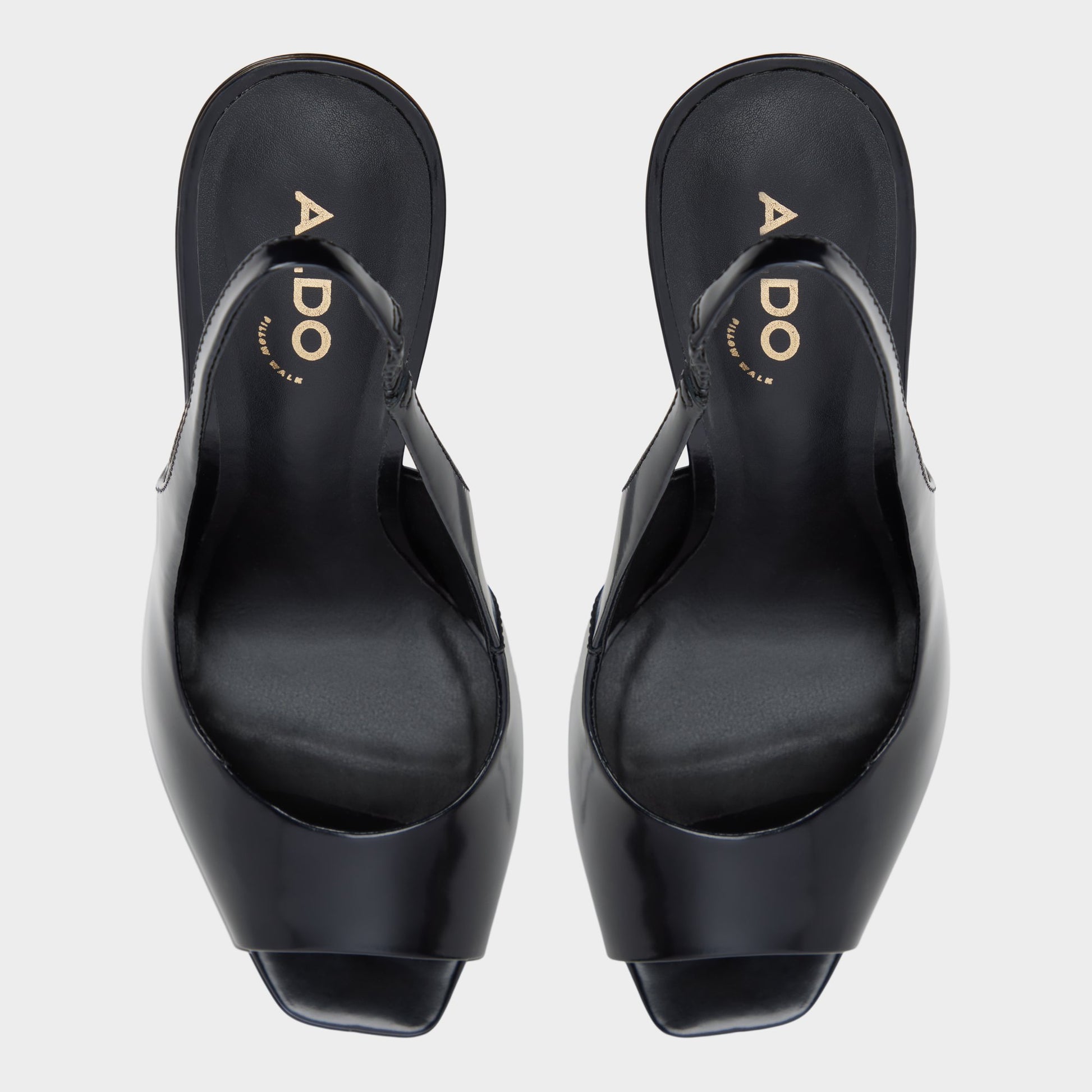 Top-down view of the Black Thanlinie Slingback heeled sandal