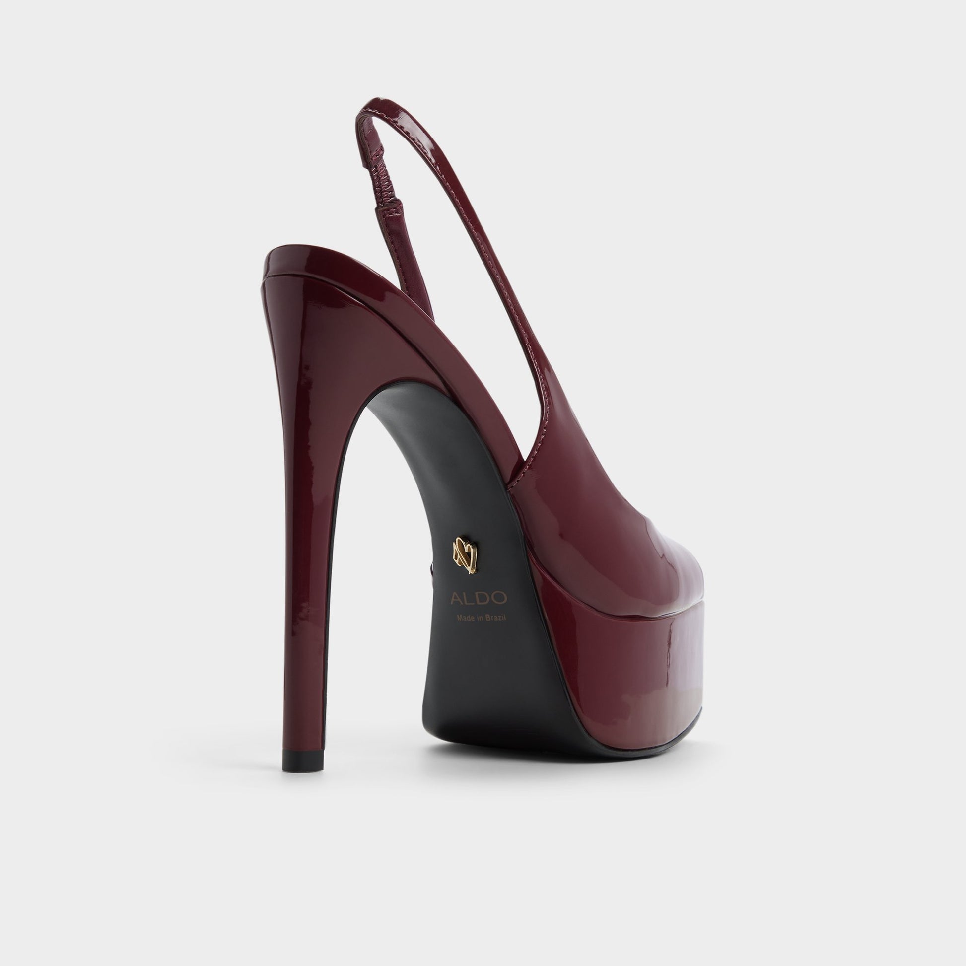 Three-quarter angle of Dark Red Thanlinie Slingback heeled sandal's back side