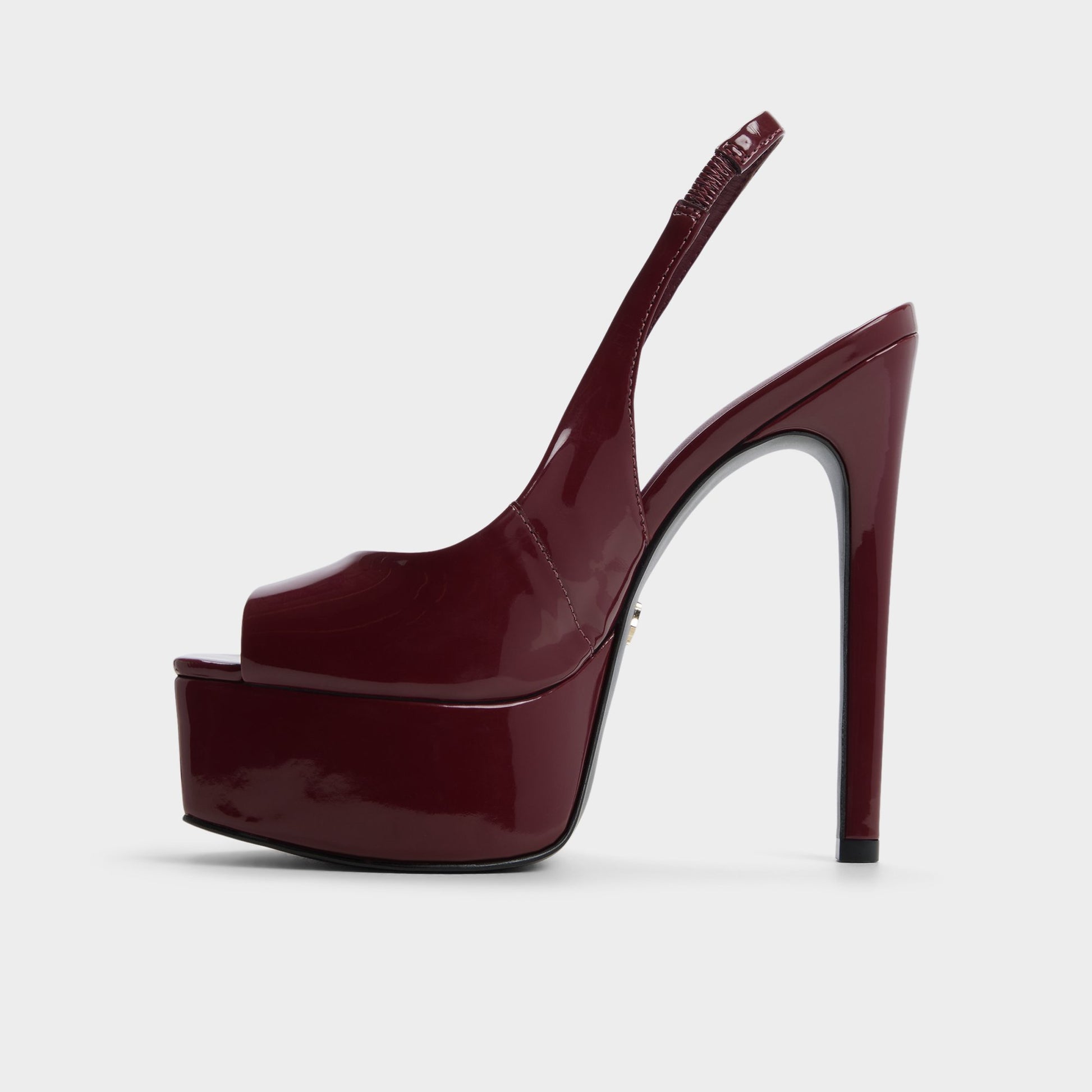 Side view of Dark Red Thanlinie Slingback heeled sandal
