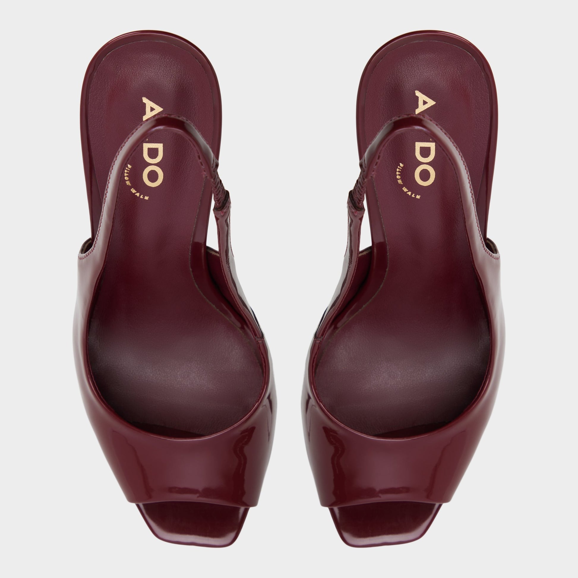 Top-down view of the Dark Red Thanlinie Slingback heeled sandal