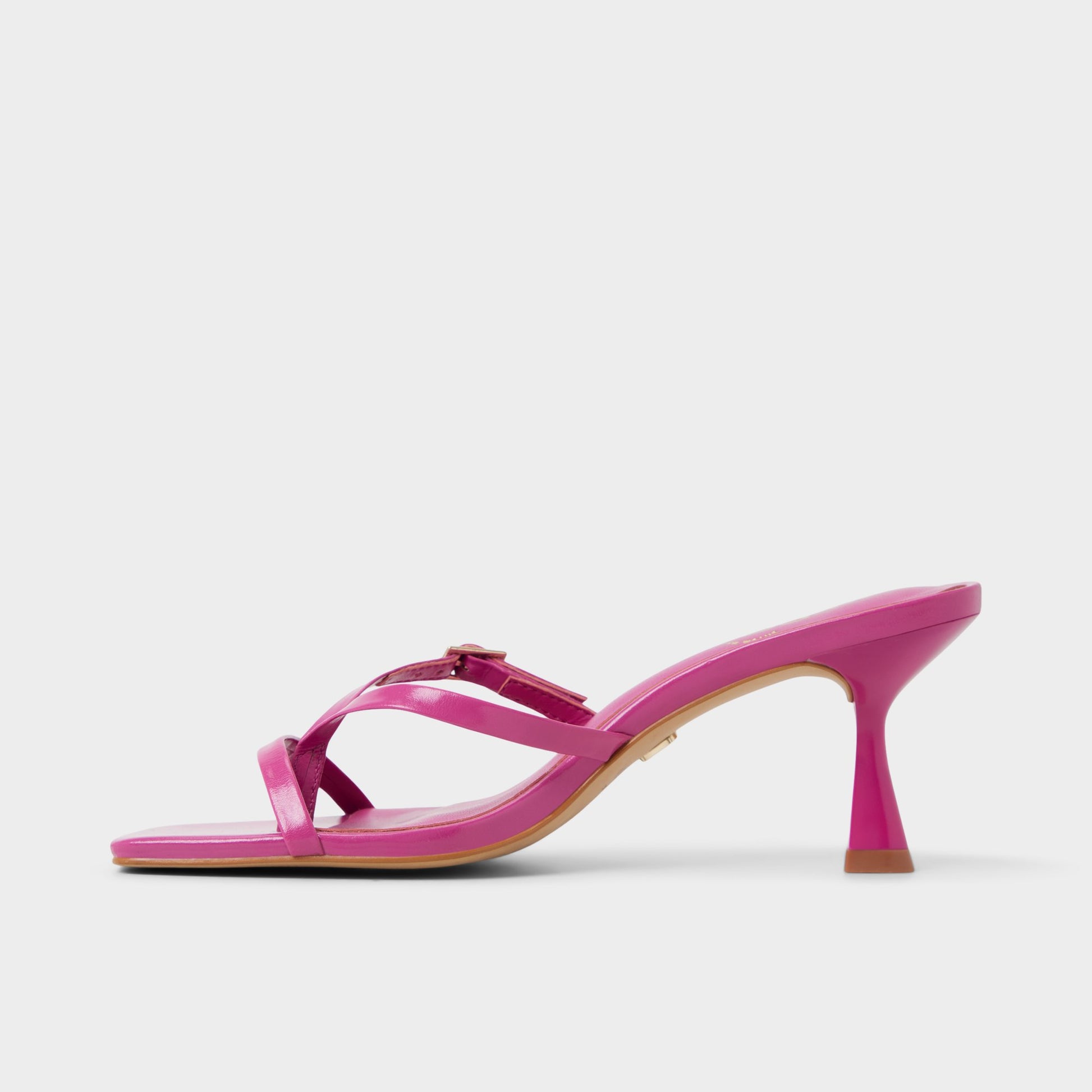 Side view of Dark Pink Gannever Heeled flip flop