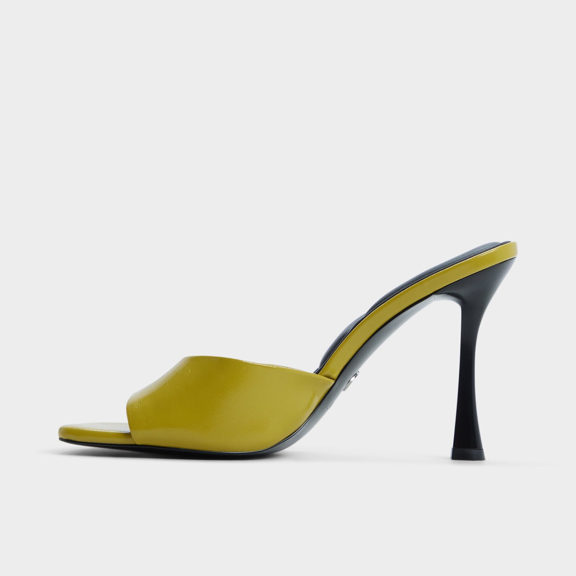 Side view of Lime Green Evadalia Heeled mule