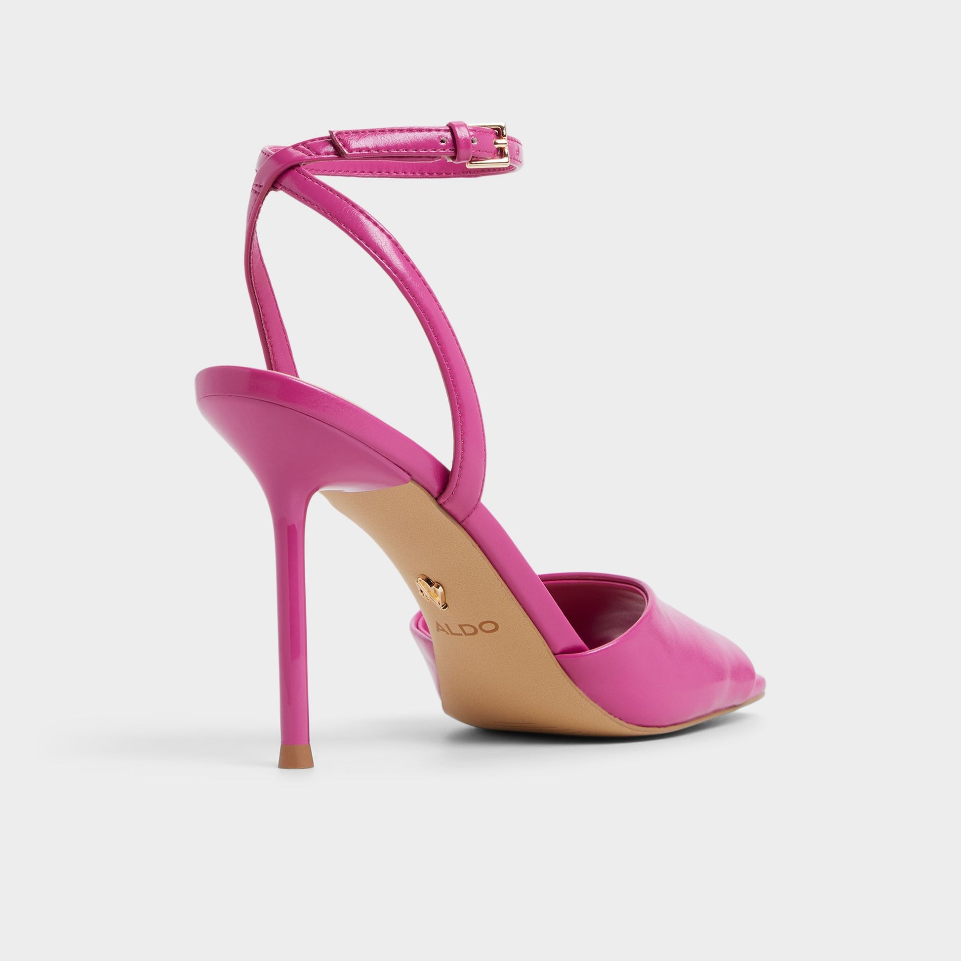 Three-quarter angle of Pink Kaiasien Strappy heeled sandal's back side
