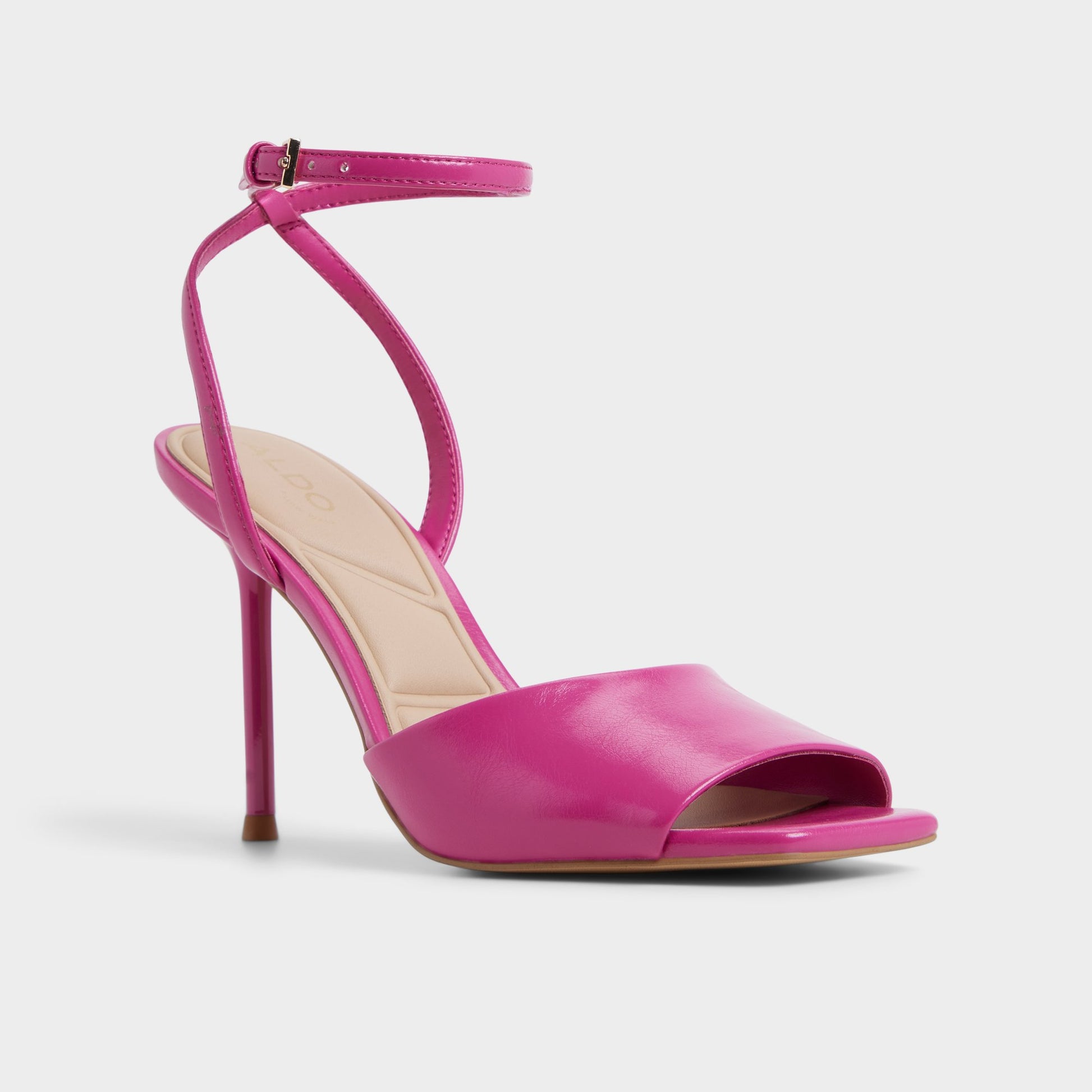 Three-quarter angle of Pink Kaiasien Strappy heeled sandal's front side