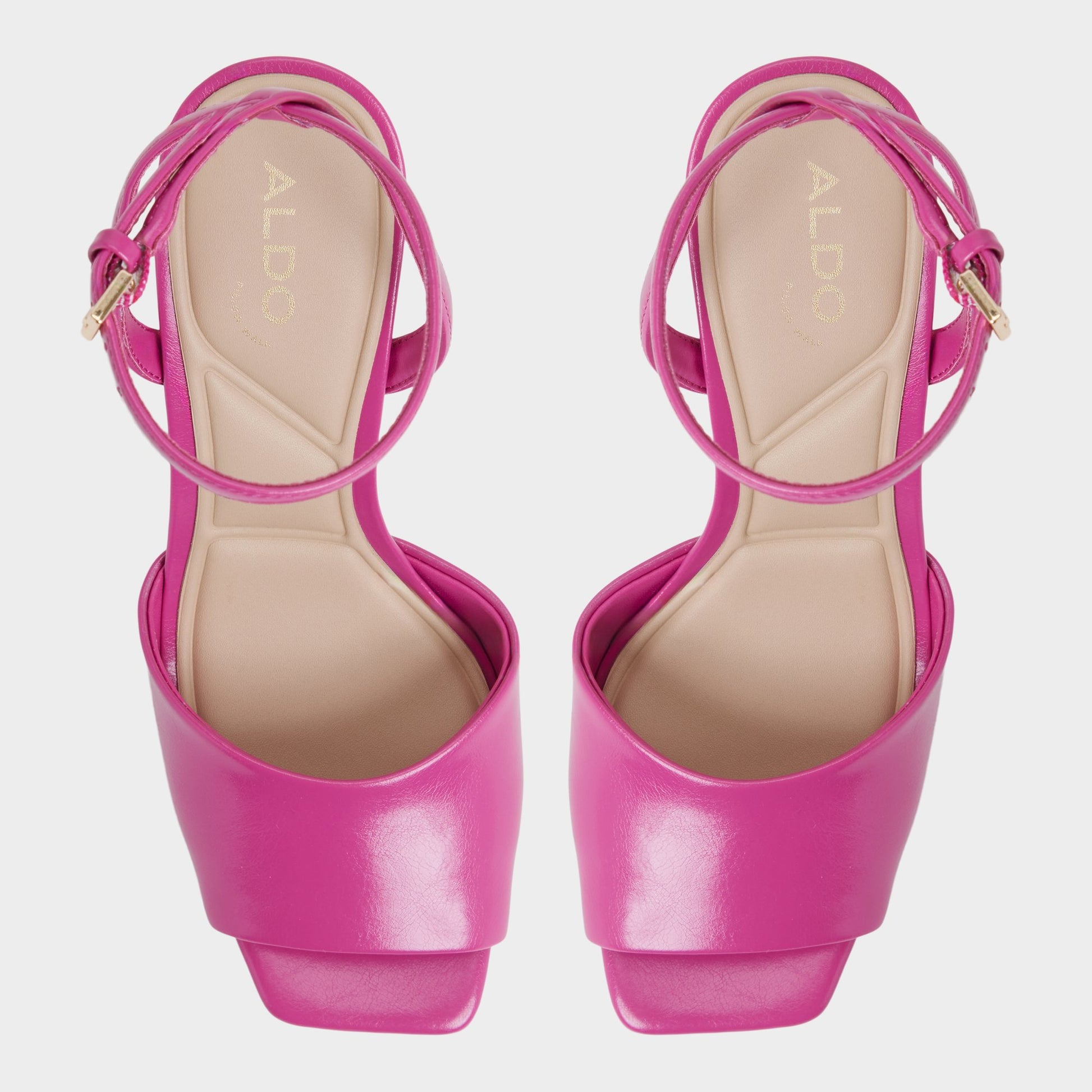 Top-down view of the Pink Kaiasien Strappy heeled sandal