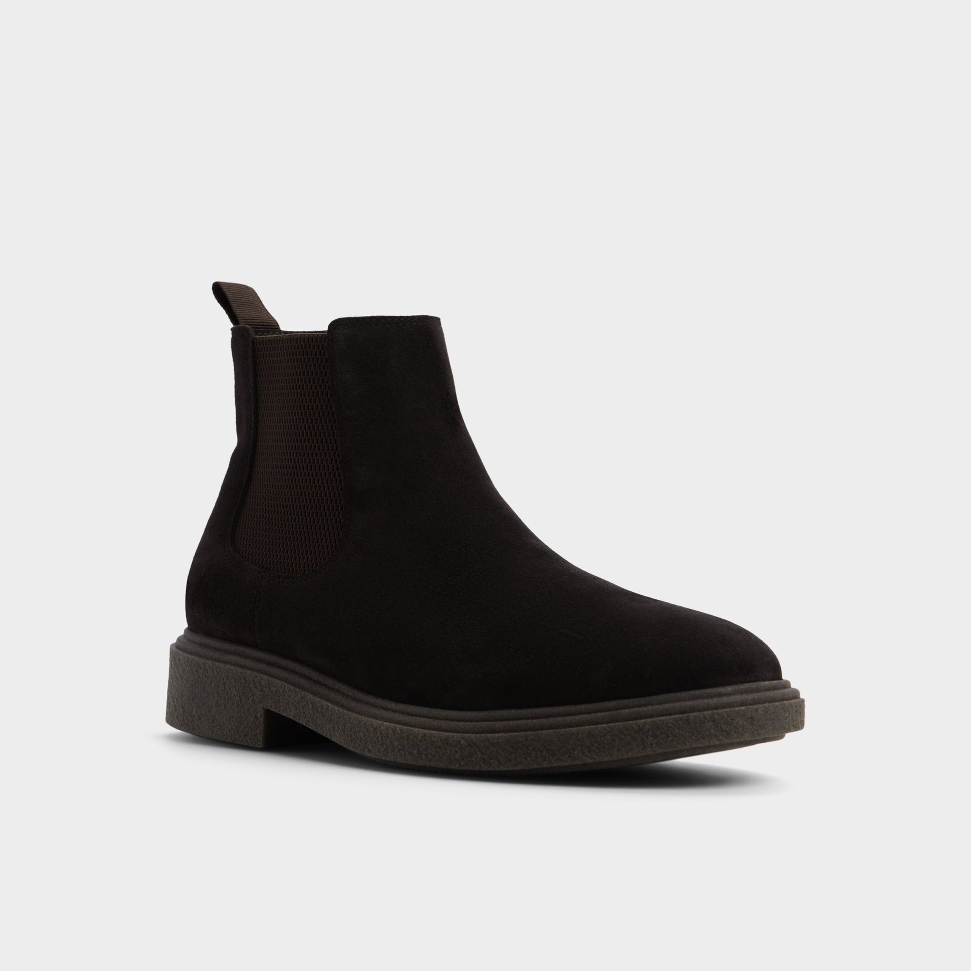 Three-quarter angle of Dark Brown Zeddyy Chelsea boot's front side
