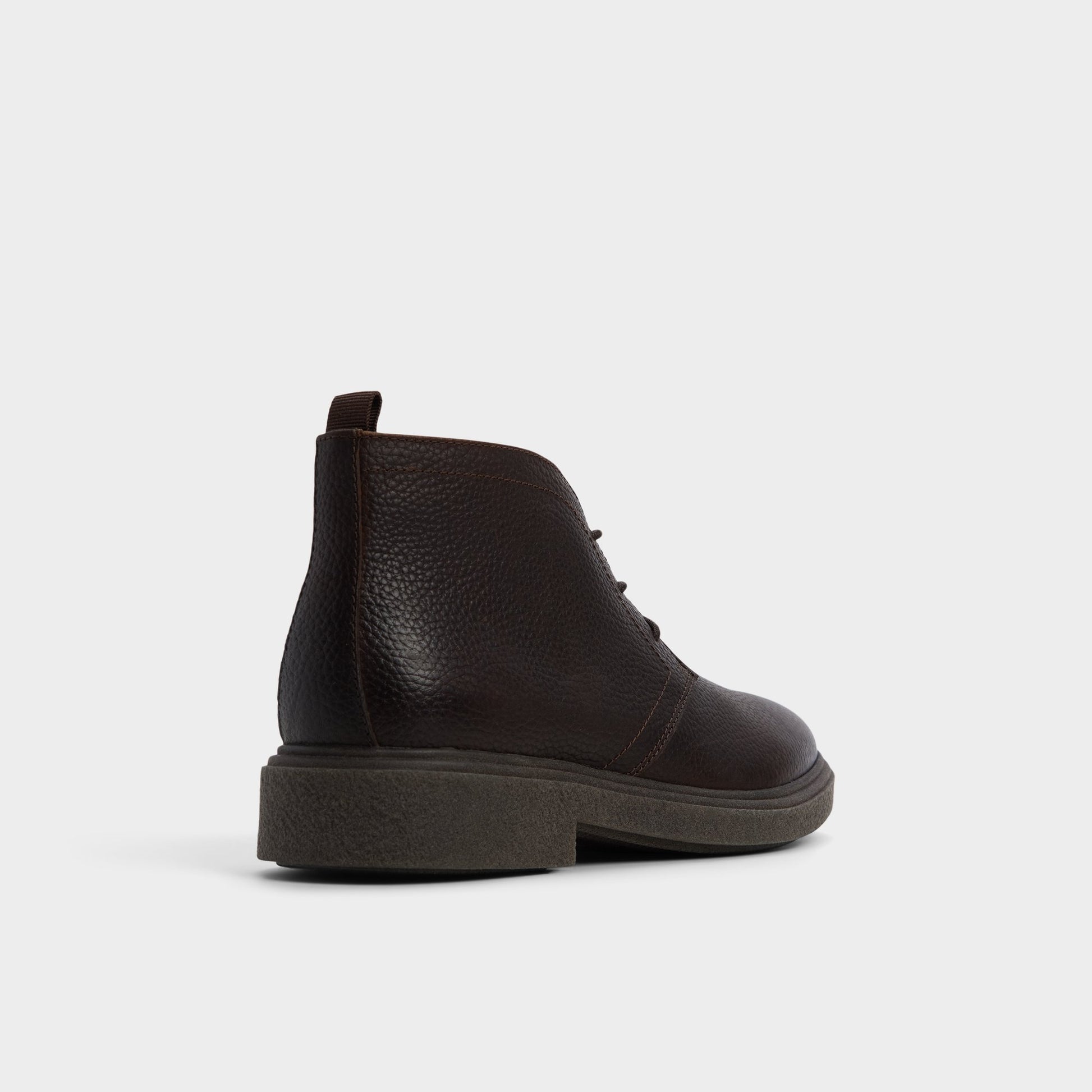 Three-quarter angle of Dark Brown Torroo Chukka boot's back side