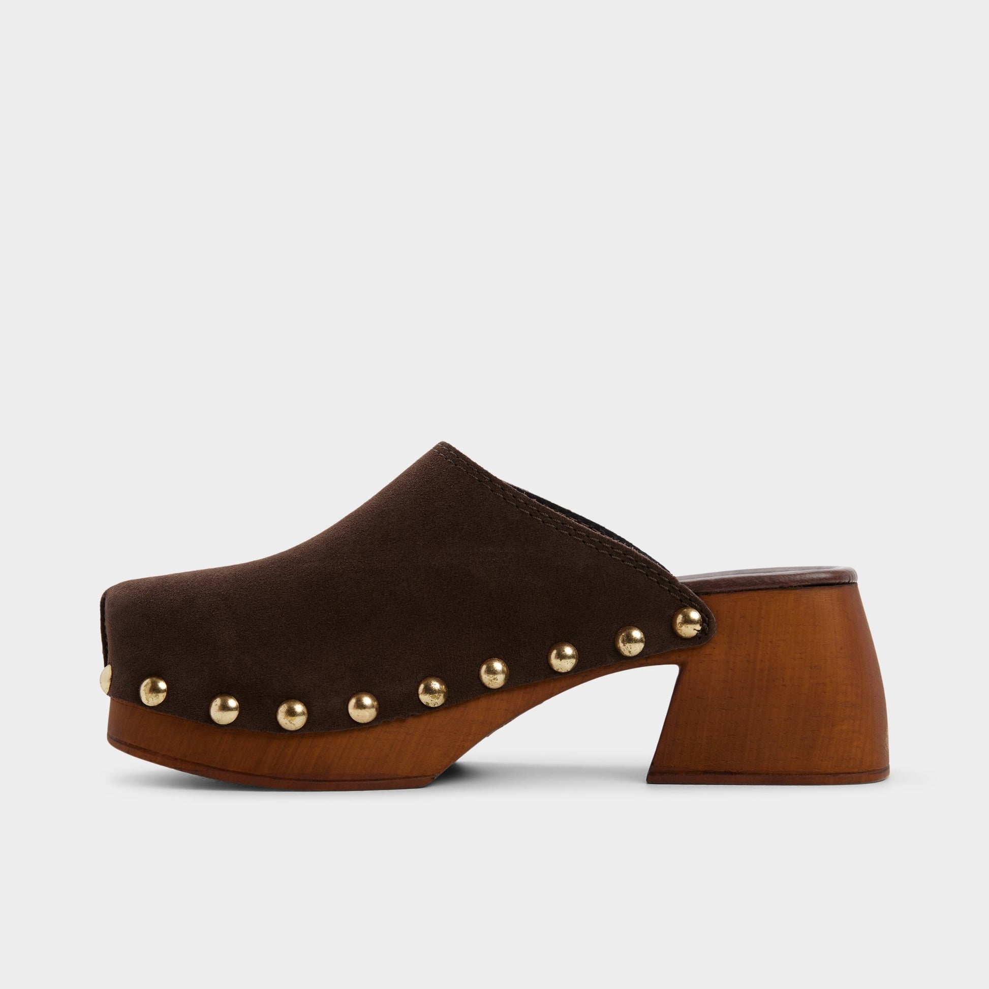 Side view of Dark Brown Tayloria Clog