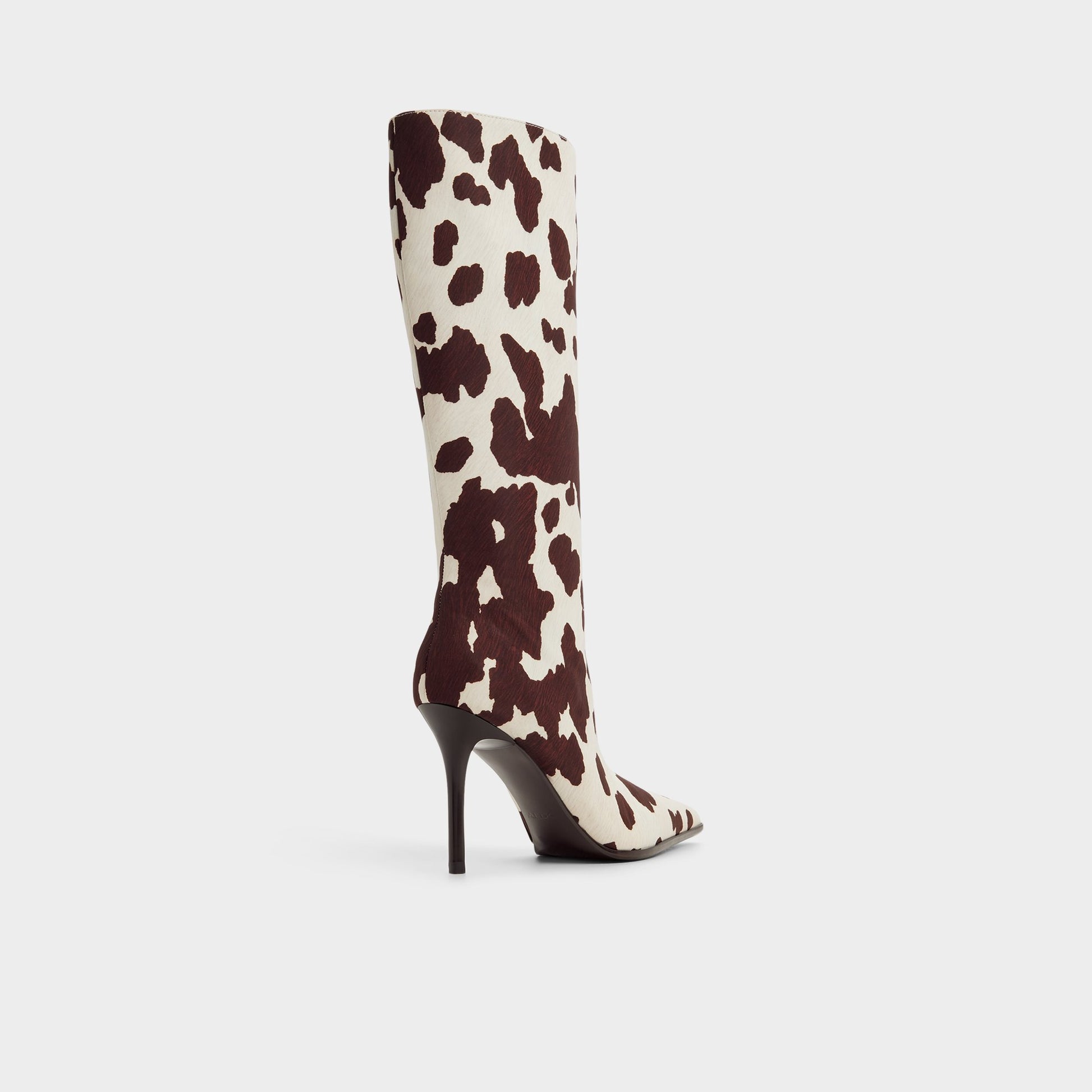 Three-quarter angle of Open brown Re-emma Knee-high boot's back side
