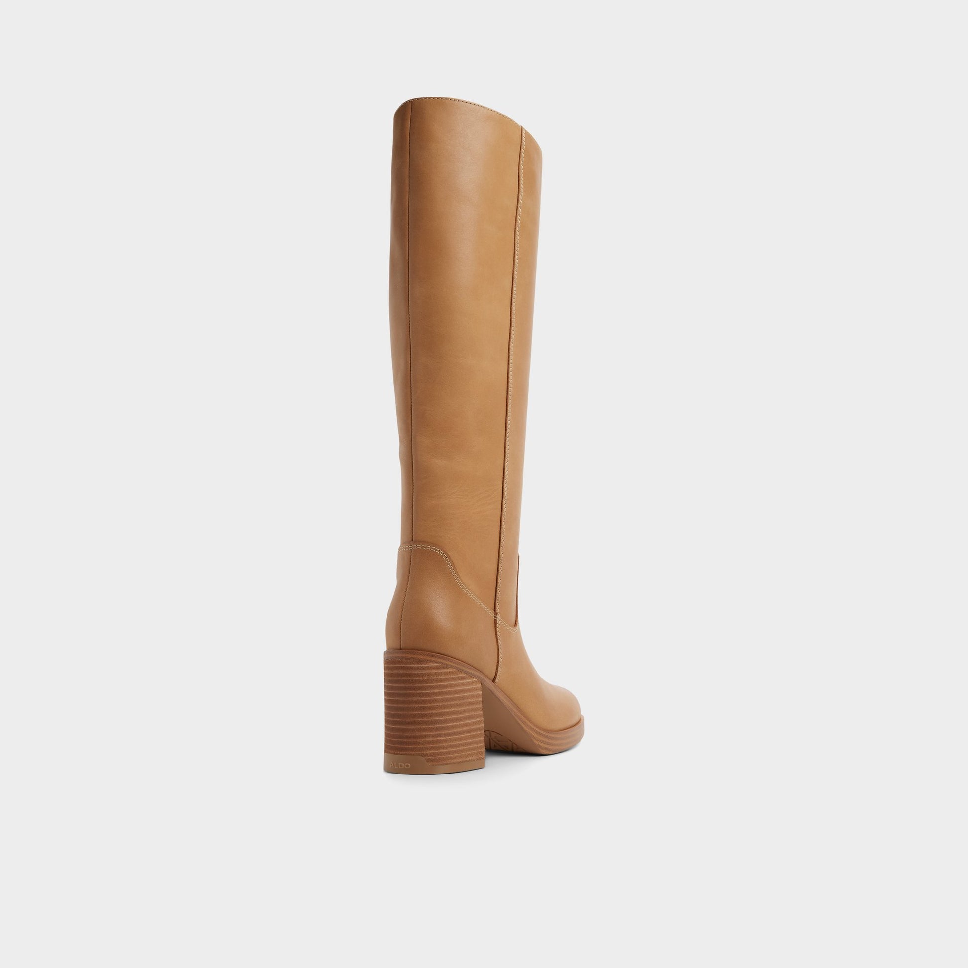 Three-quarter angle of Light Brown Juny Knee-high boot's back side