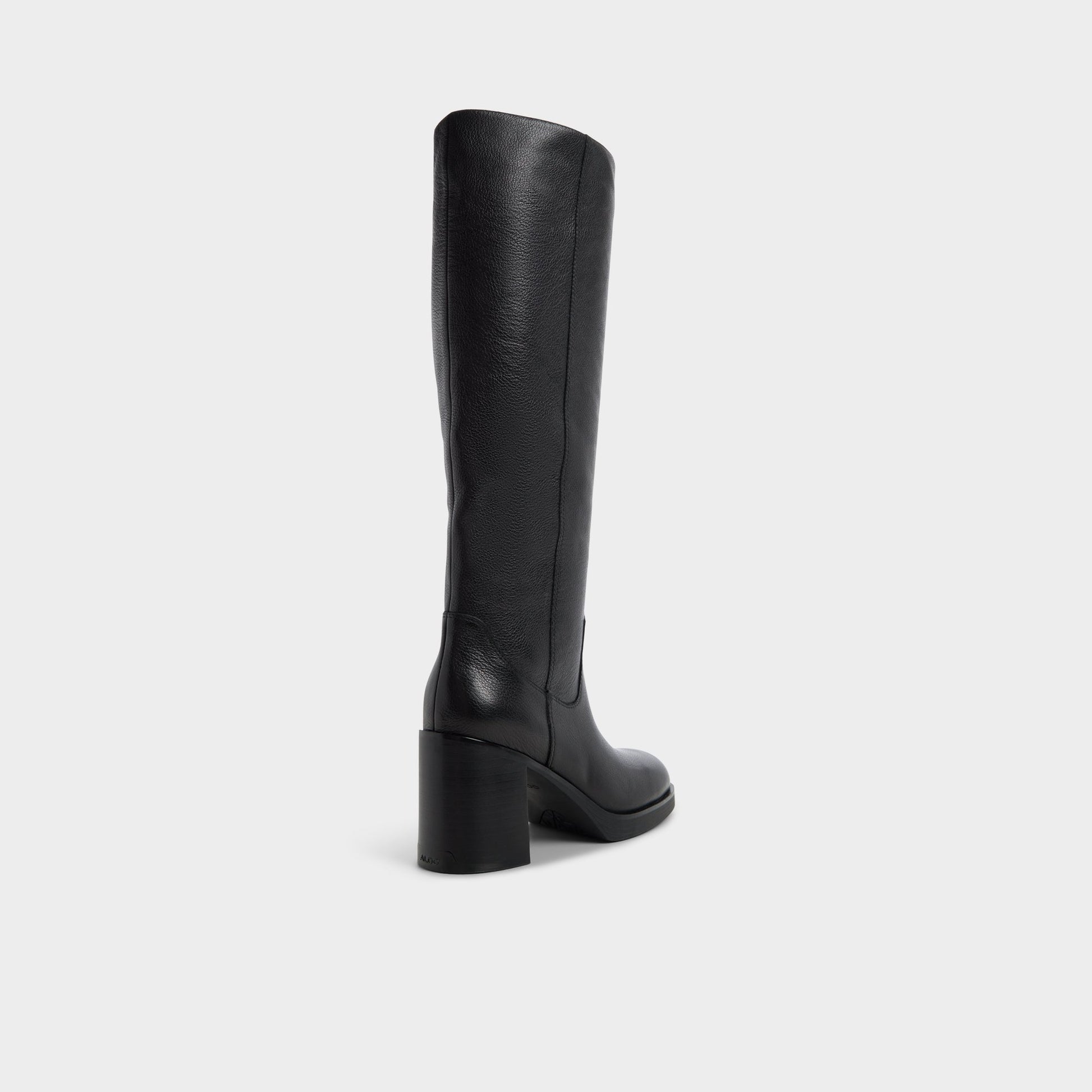 Three-quarter angle of Black Juny Knee-high boot's back side