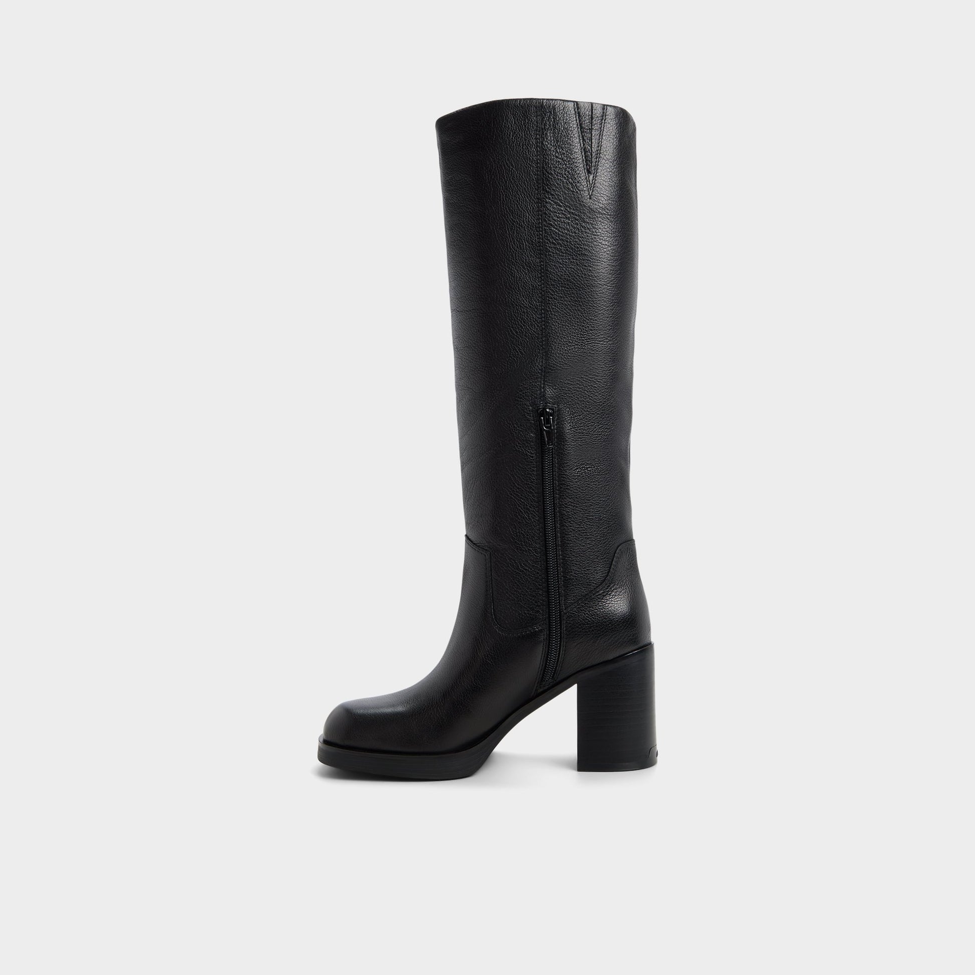 Side view of Black Juny Knee-high boot