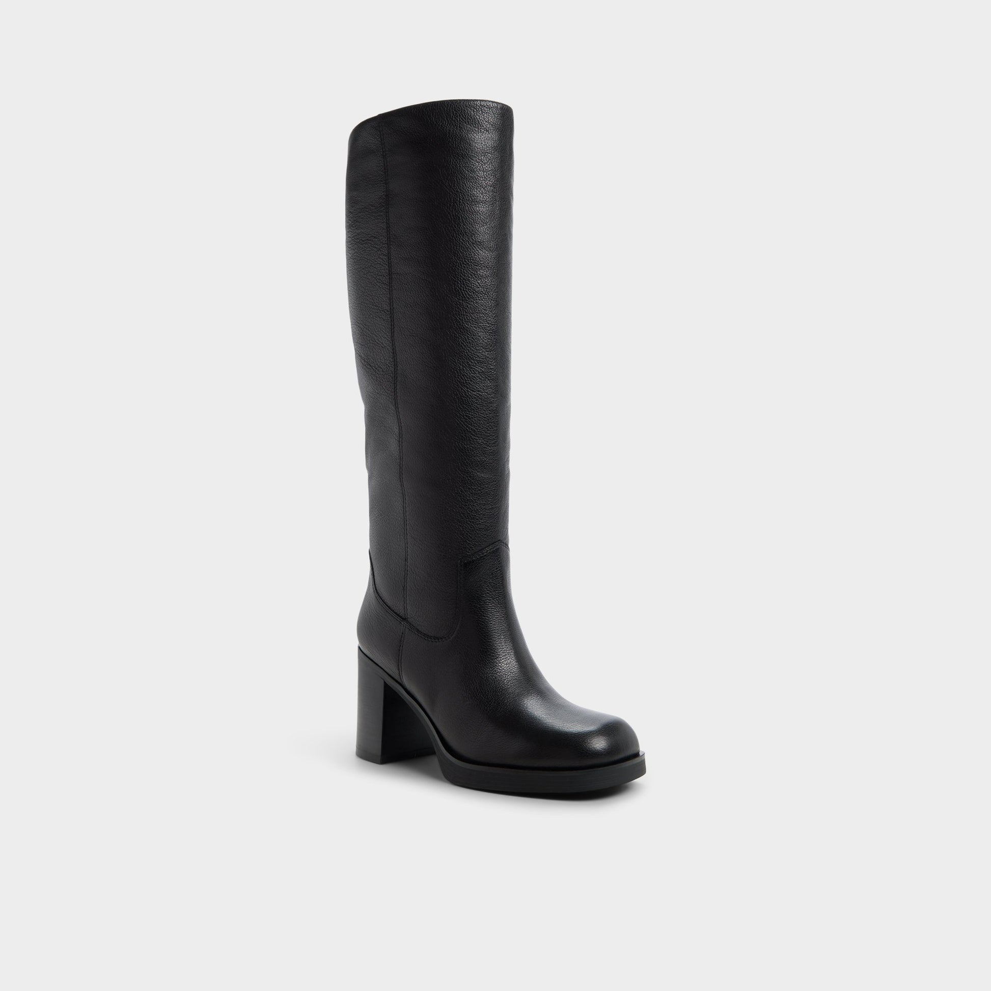 Three-quarter angle of Black Juny Knee-high boot's front side