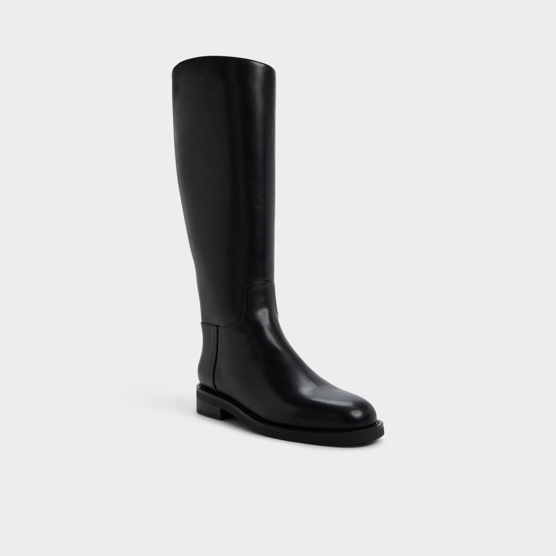 Three-quarter angle of Black Charley Knee-high boot's front side