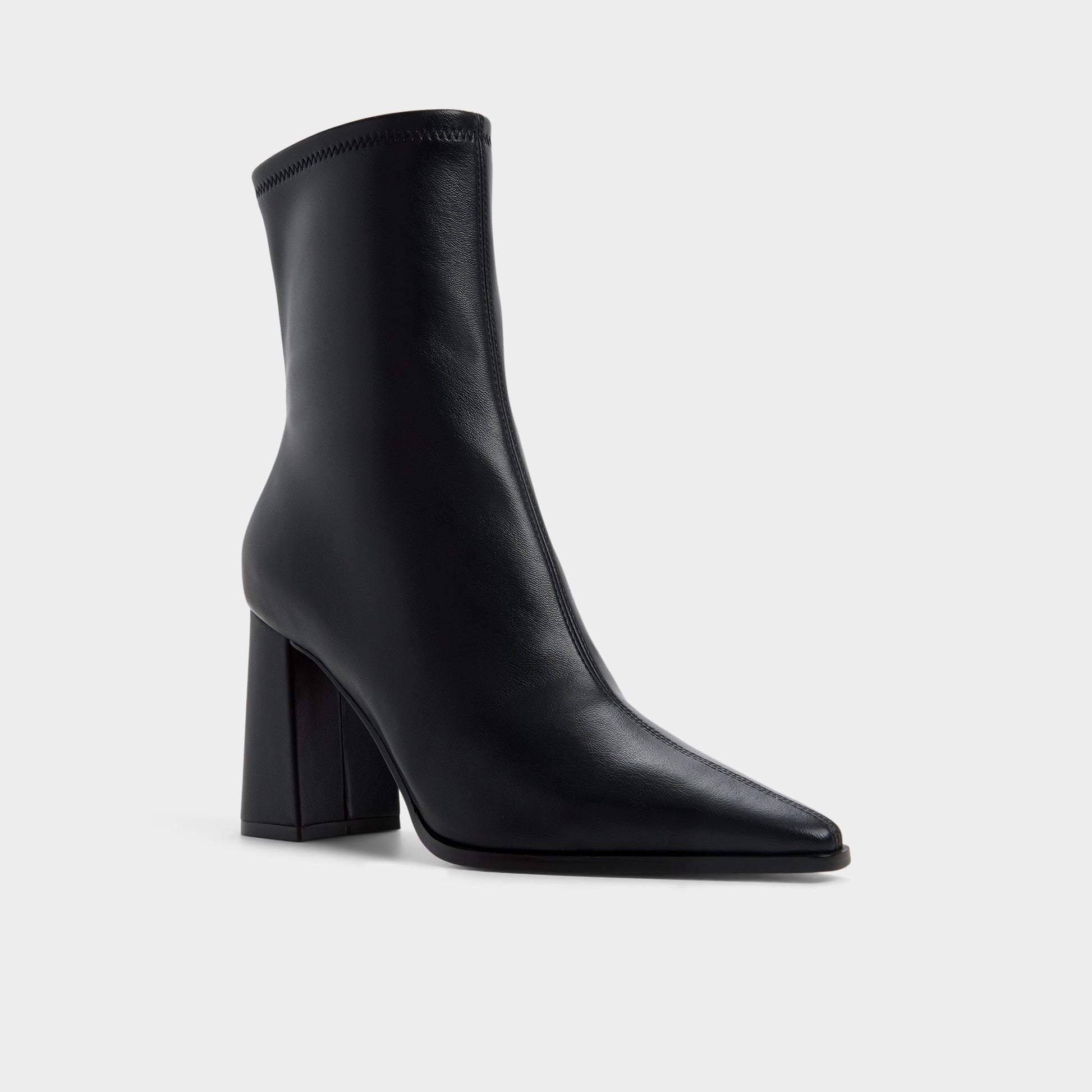 Three-quarter angle of Black Figgy Ankle boot's front side