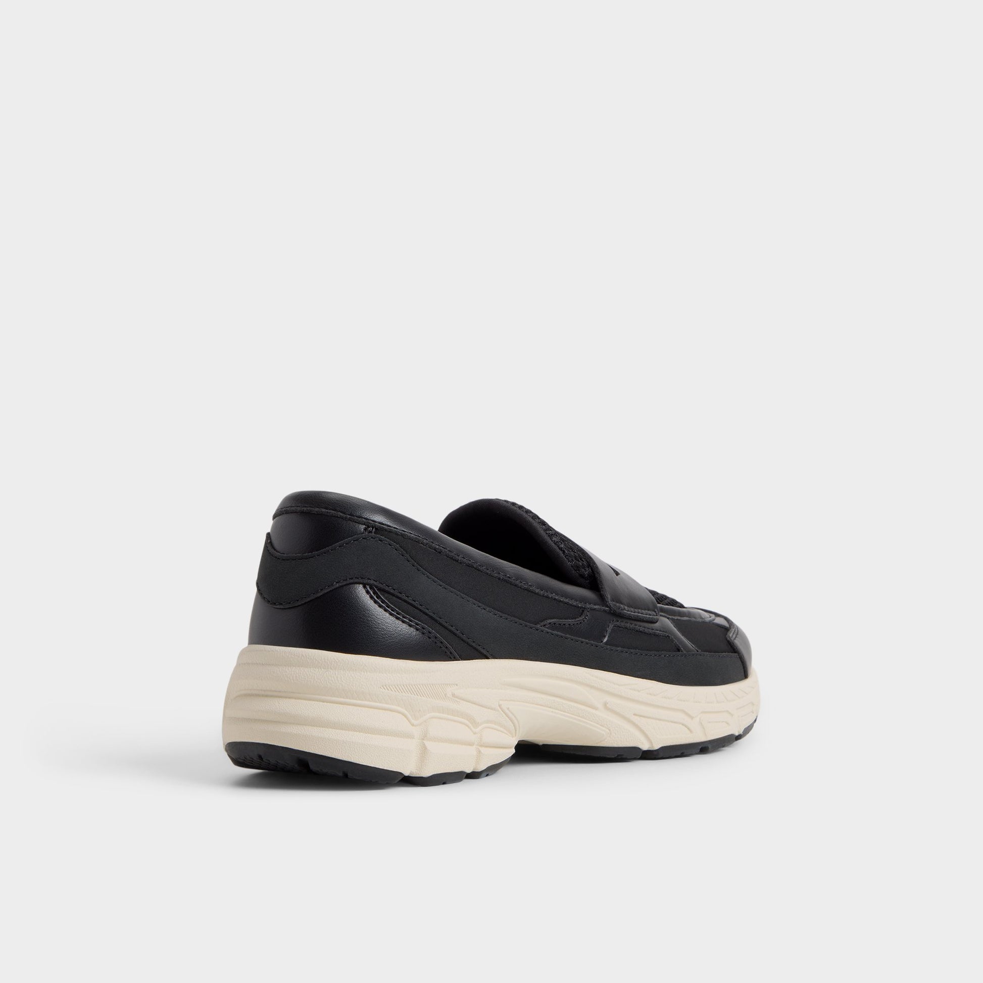 Three-quarter angle of Black Loffy Loafer's back side