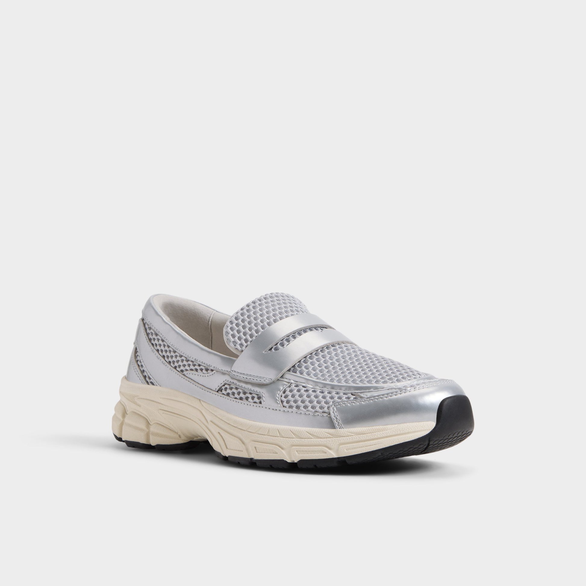 Three-quarter angle of Silver Loffy Loafer's front side