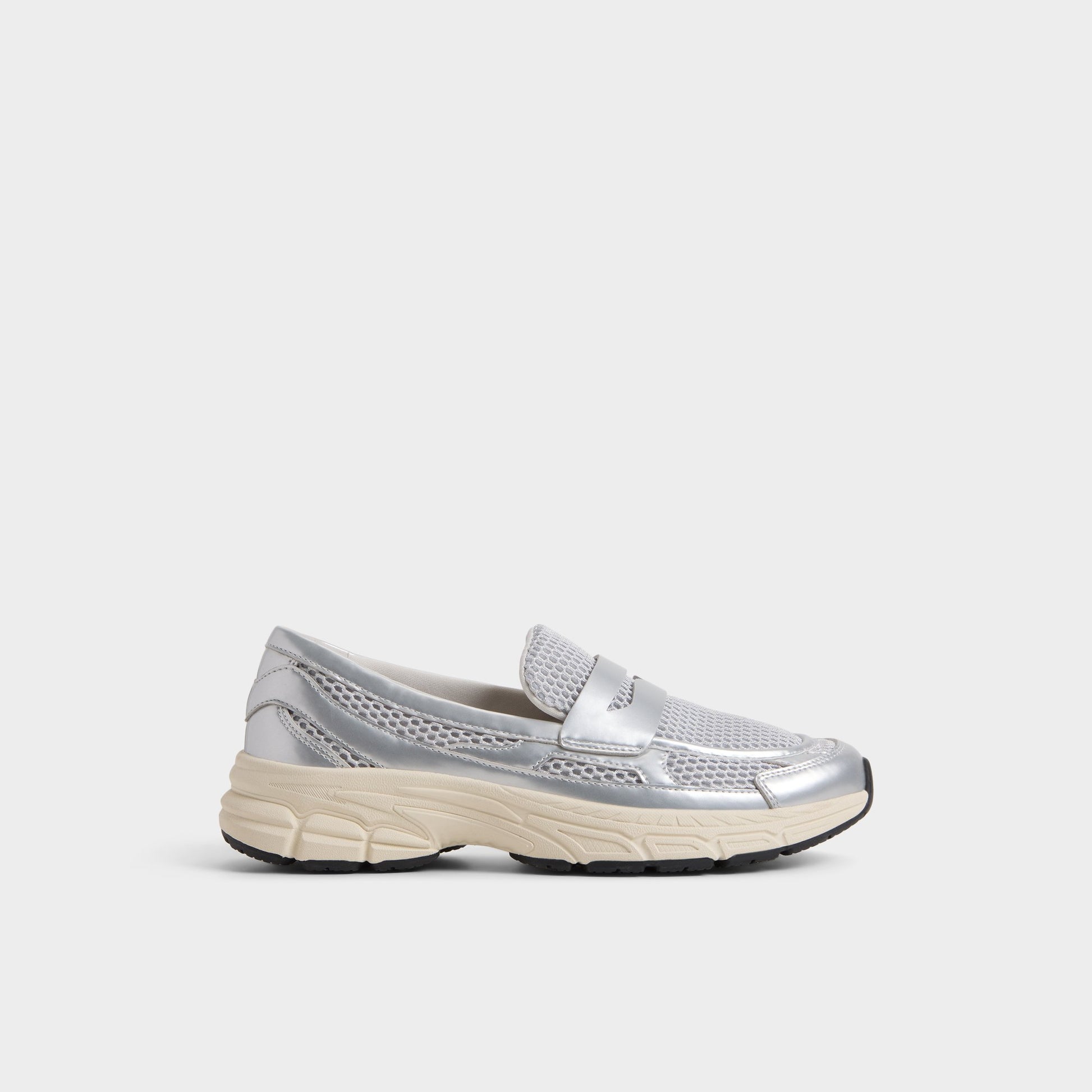 Main View of Silver Loffy Loafer for Womens