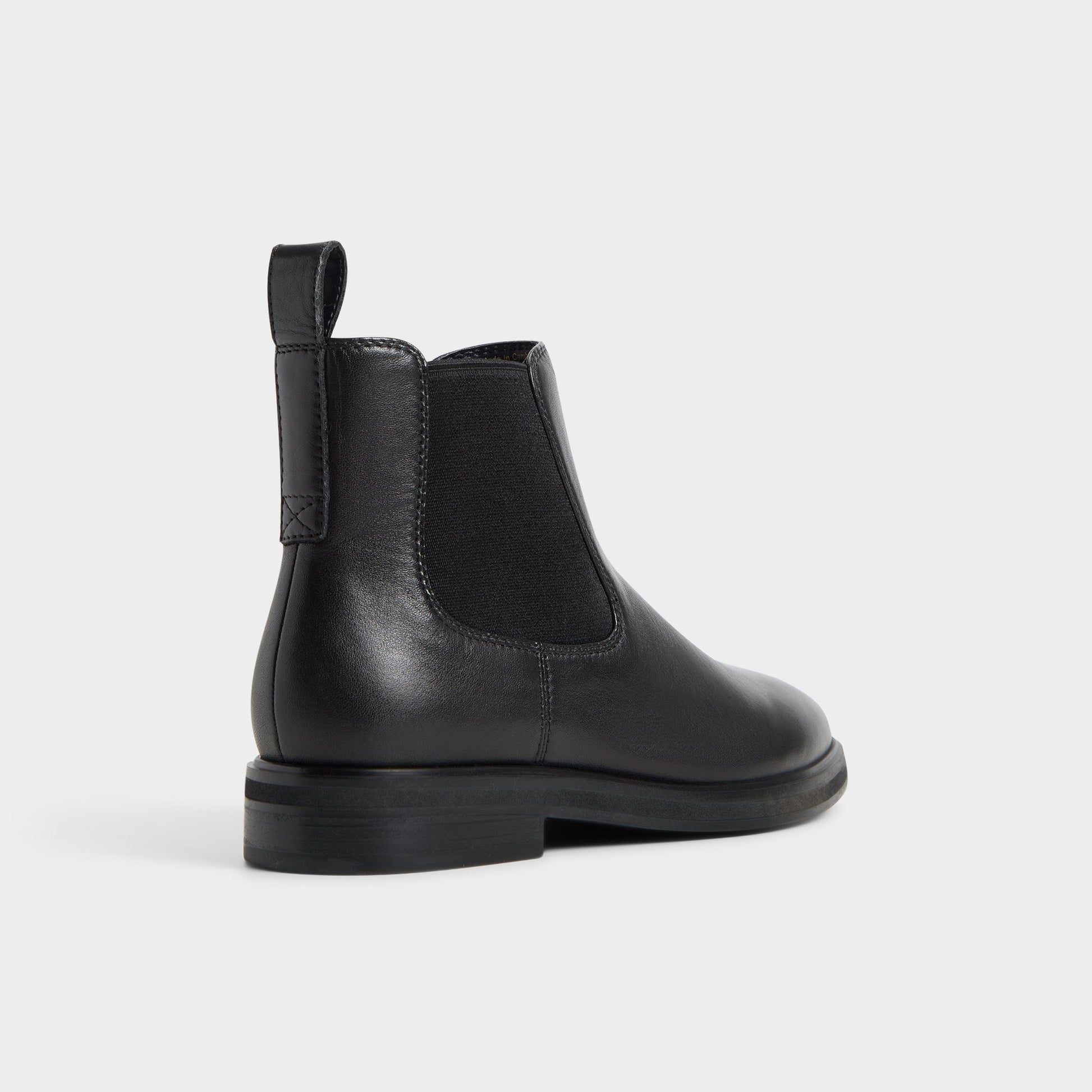 Three-quarter angle of Black Librah Chelsea boot's back side