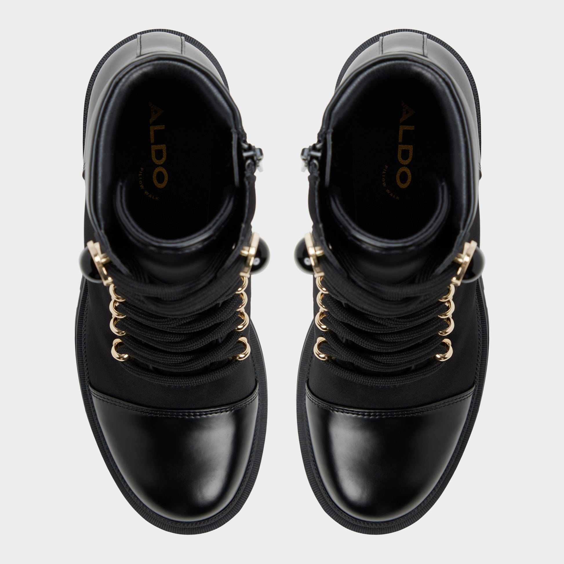 Top-down view of the Black Mariettia Lace-up boot