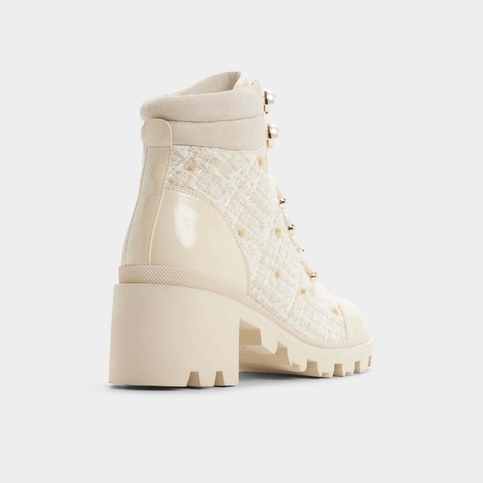 Three-quarter angle of Other white Mariettia Lace-up boot's back side