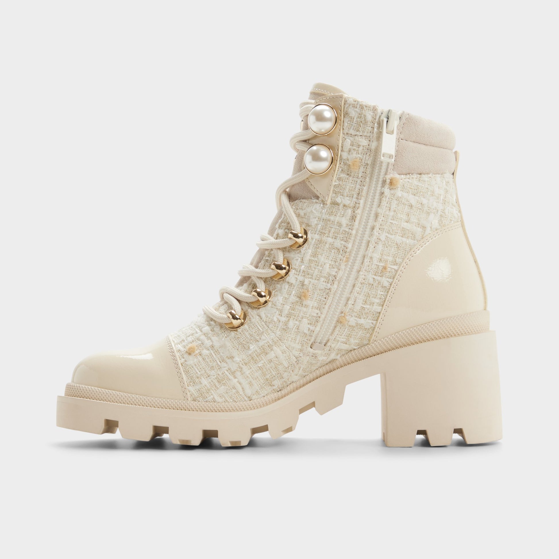 Side view of Other white Mariettia Lace-up boot