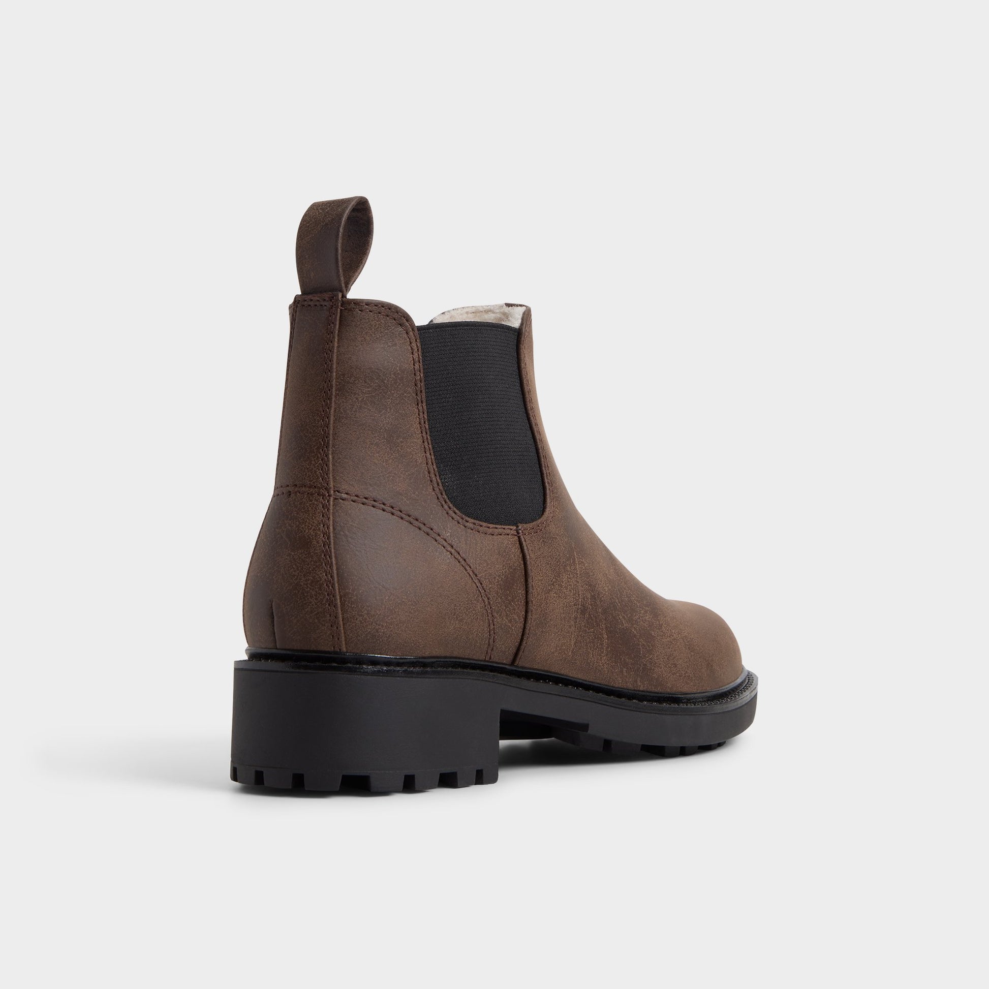 Three-quarter angle of Dark brown Faverwham Chelsea boot's back side