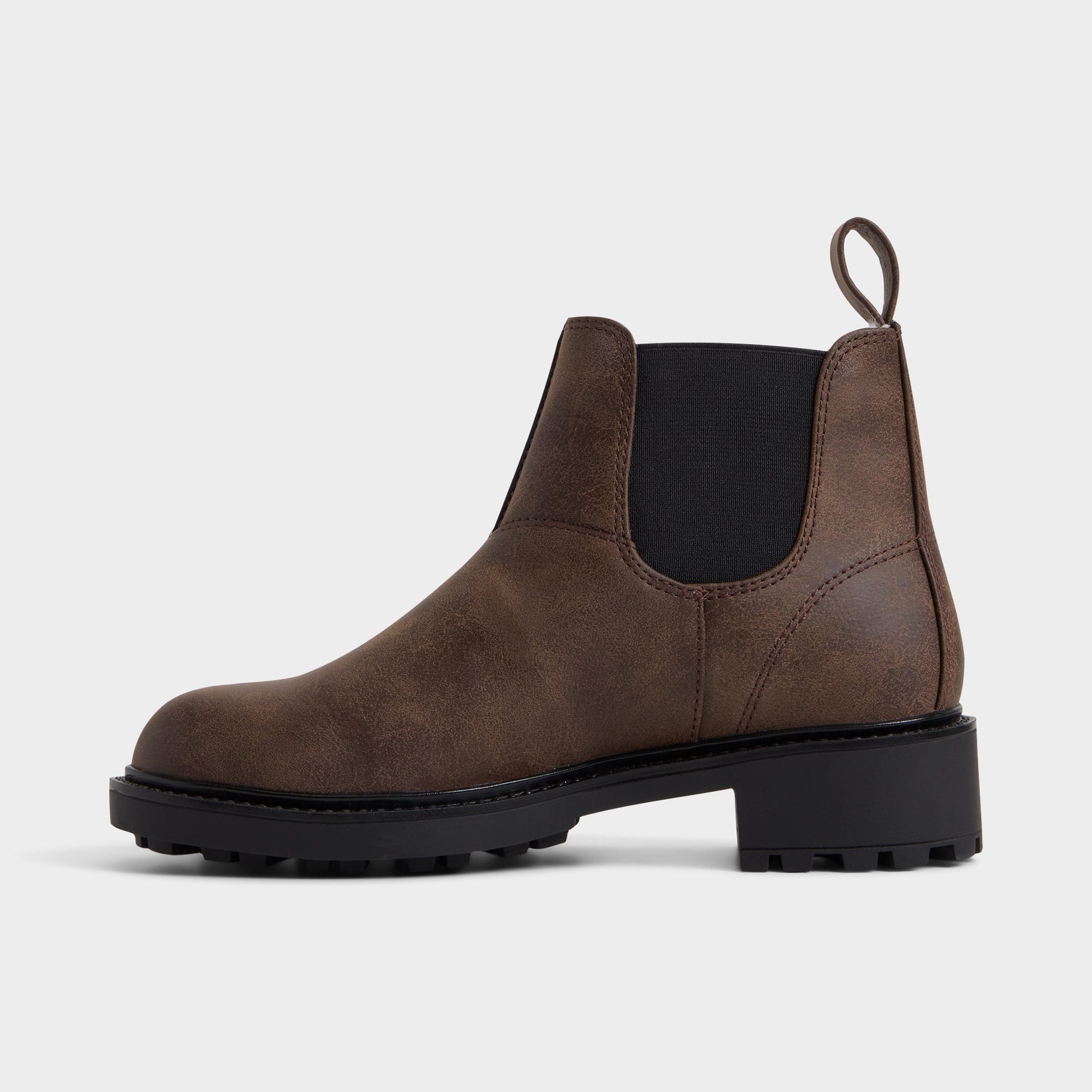 Side view of Dark brown Faverwham Chelsea boot