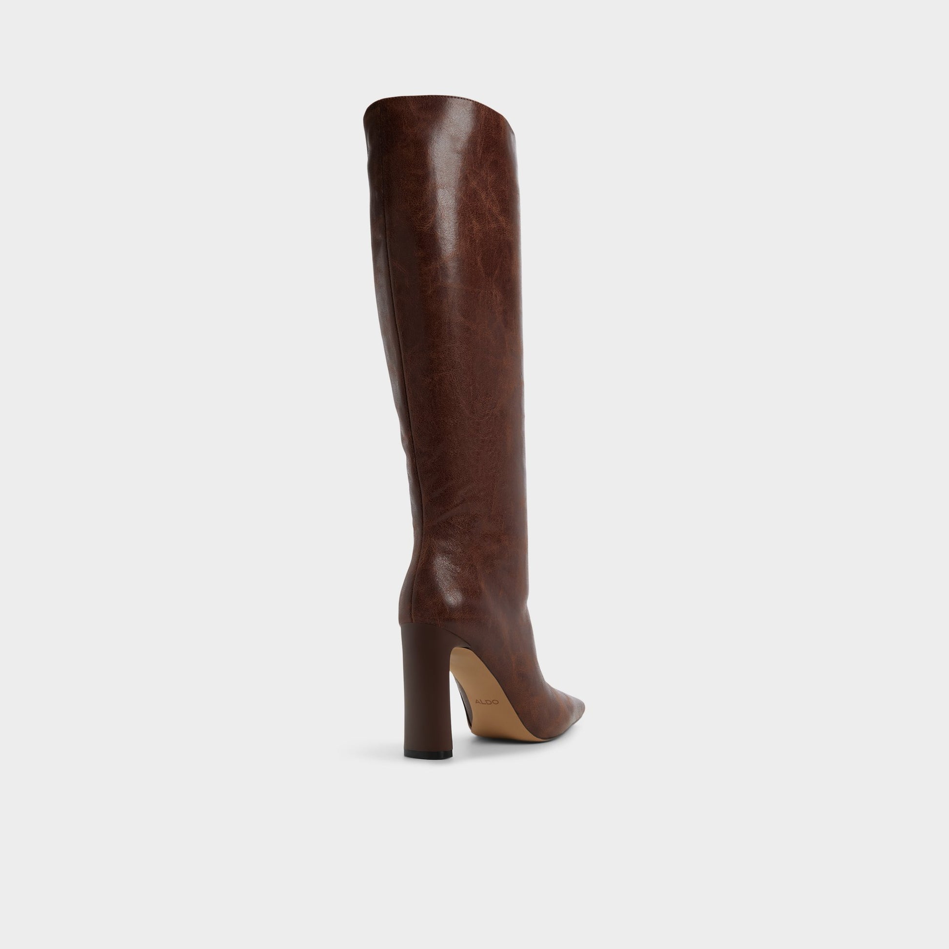 Three-quarter angle of Medium brown Elyne-wc Knee-high boot's back side