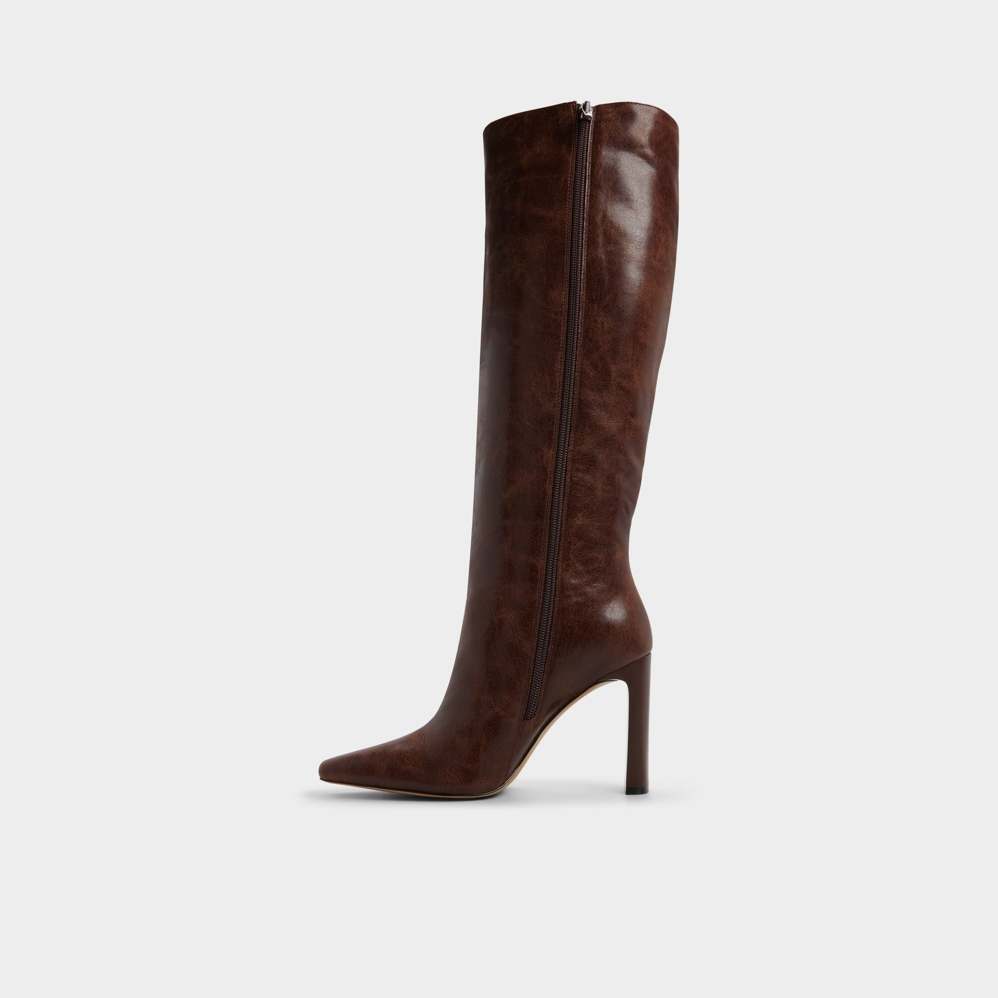 Side view of Medium brown Elyne-wc Knee-high boot
