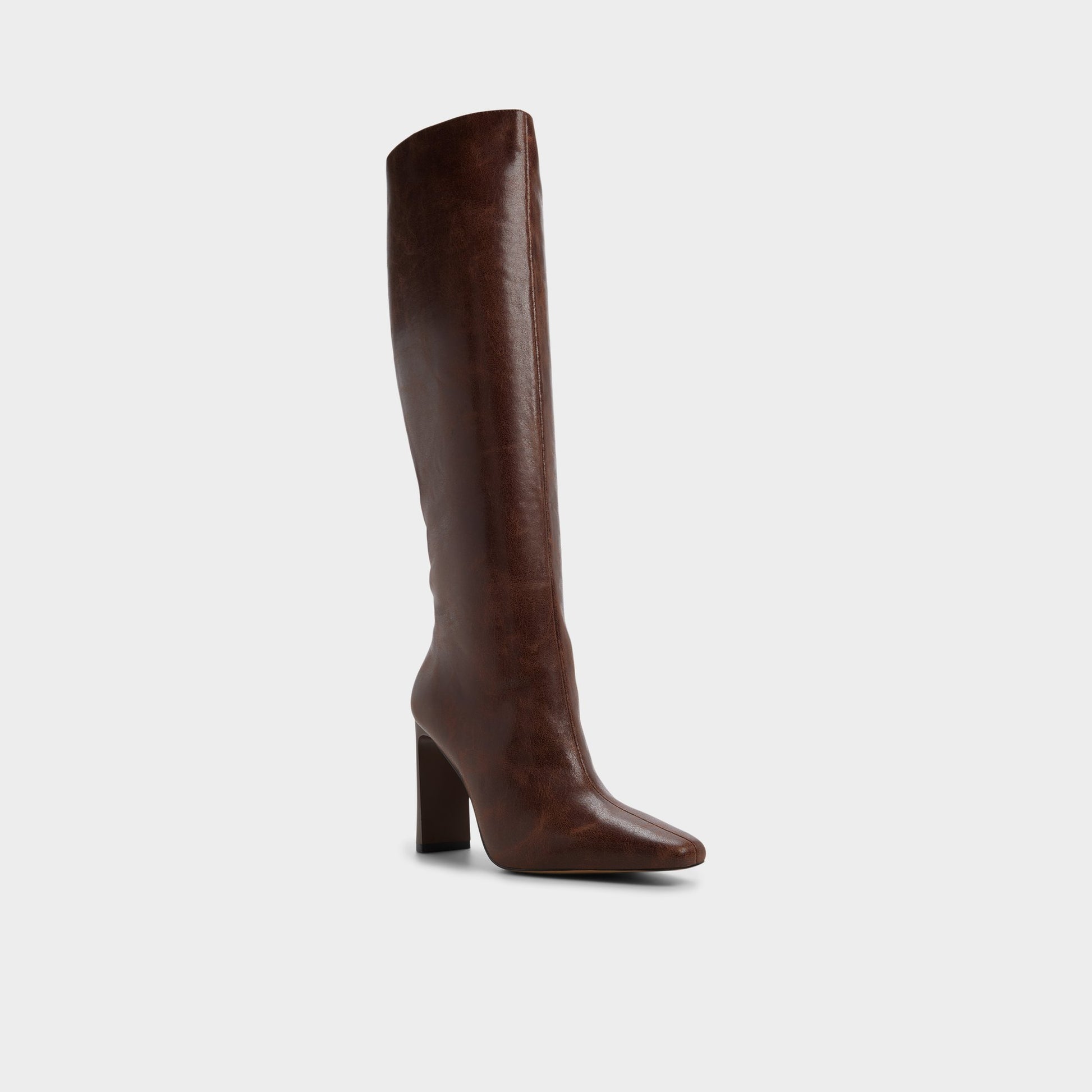 Three-quarter angle of Medium brown Elyne-wc Knee-high boot's front side