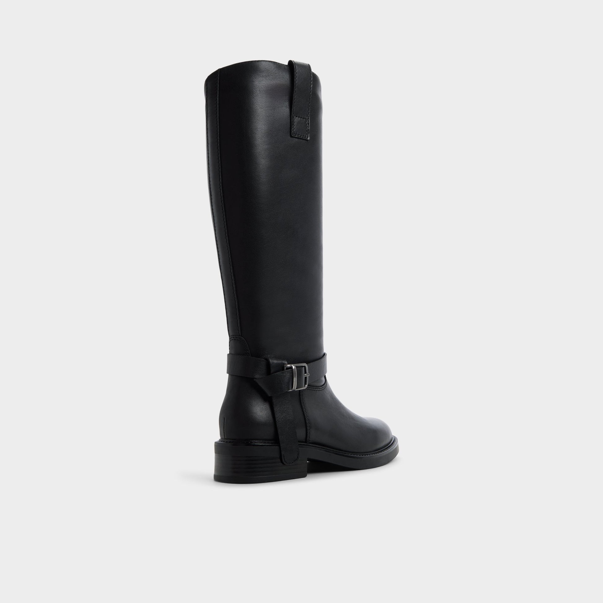 Three-quarter angle of Black Philippa Riding boot's back side