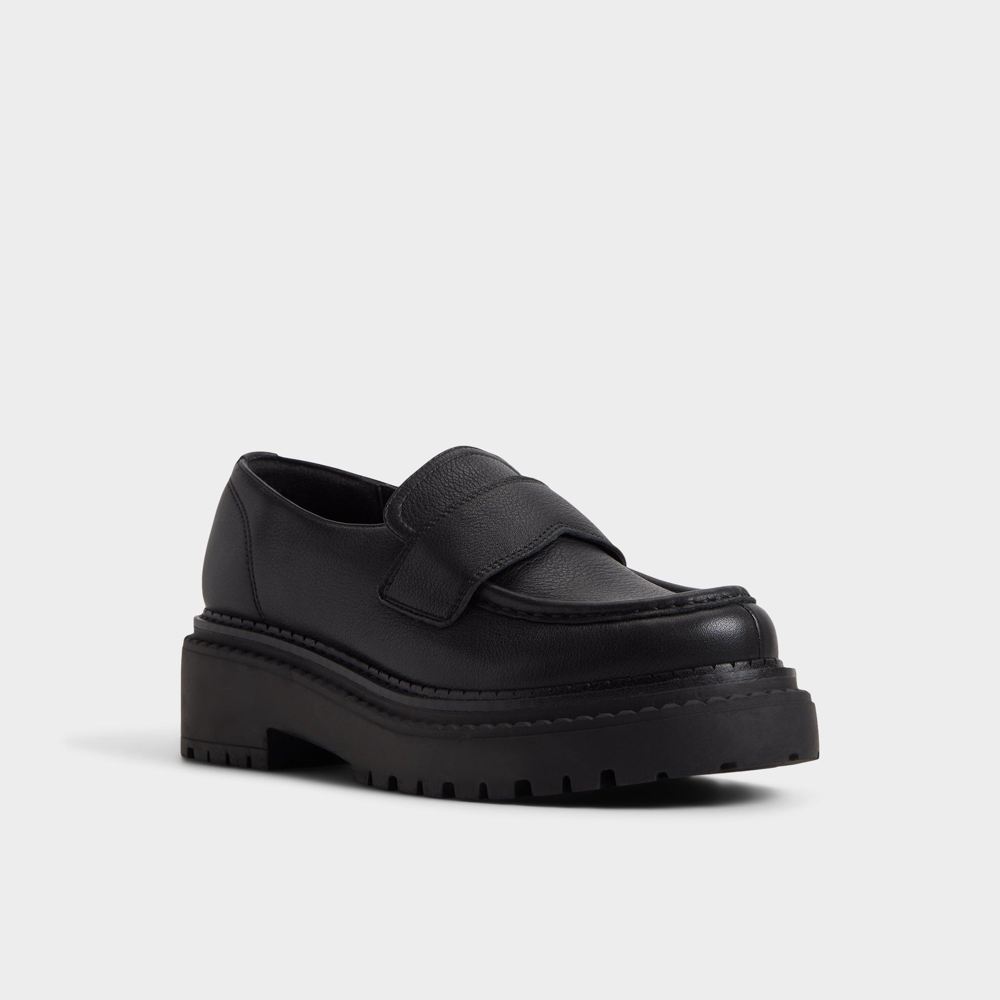 Three-quarter angle of Black Miravella Loafer's front side