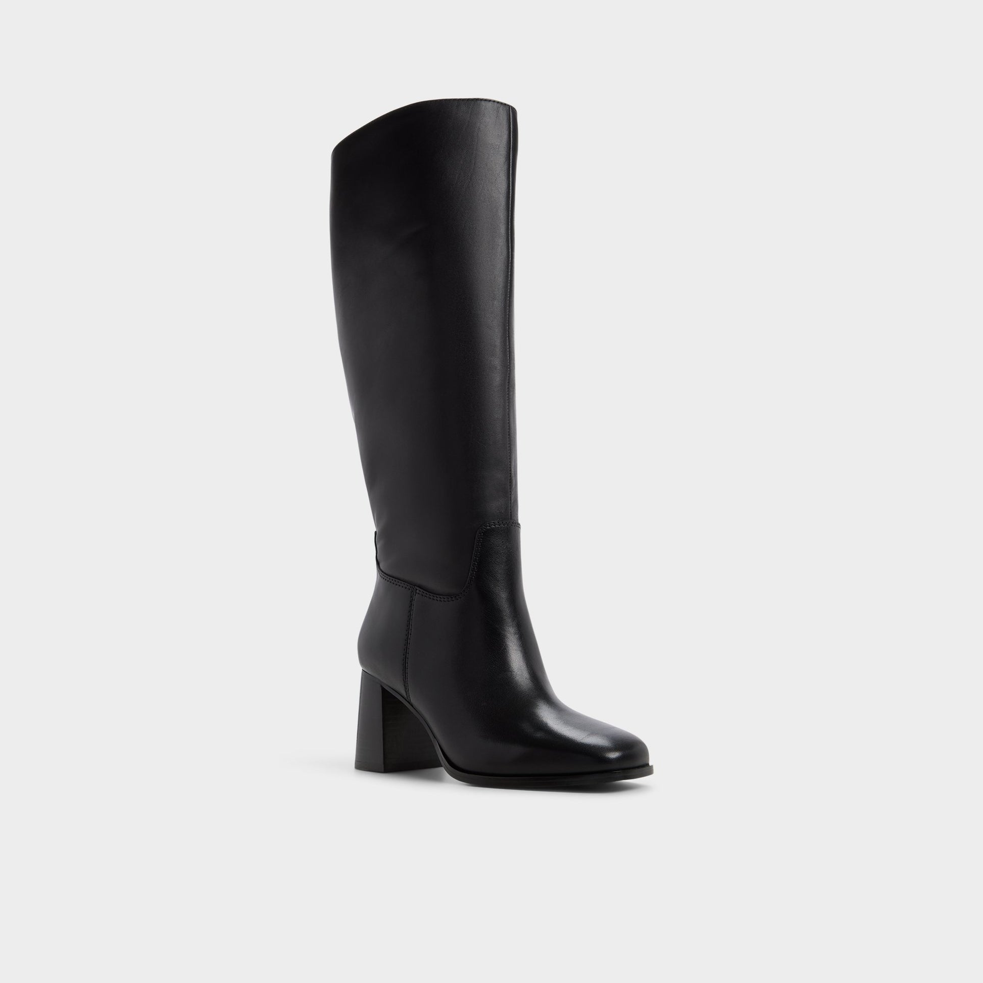 Three-quarter angle of Black Elyze-wc Knee-high boot's front side