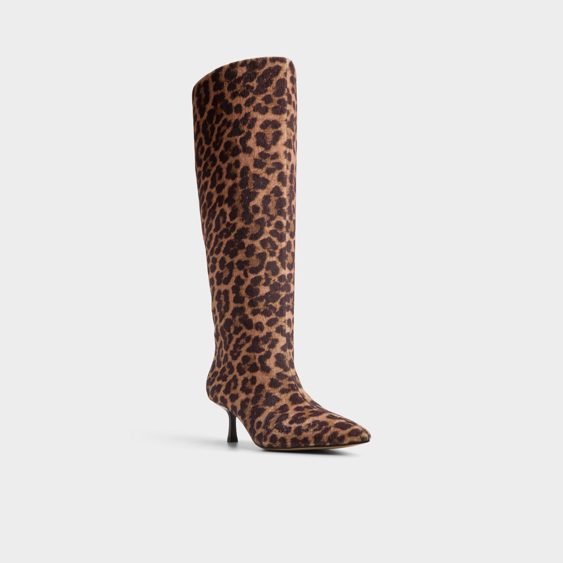 Three-quarter angle of Open brown Selora-wc Knee-high boot's front side