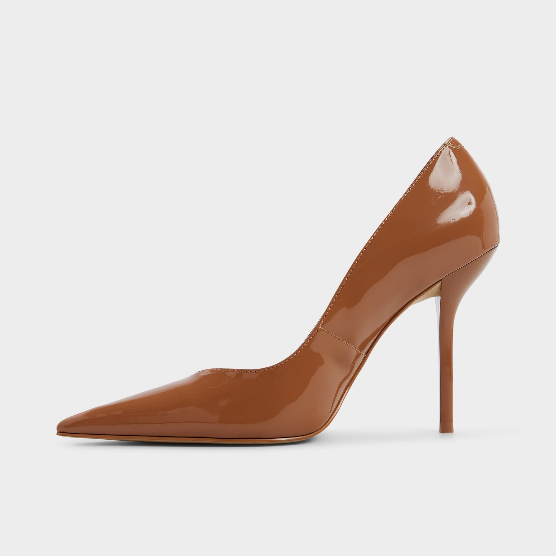 Side view of Medium brown Emelie Pump