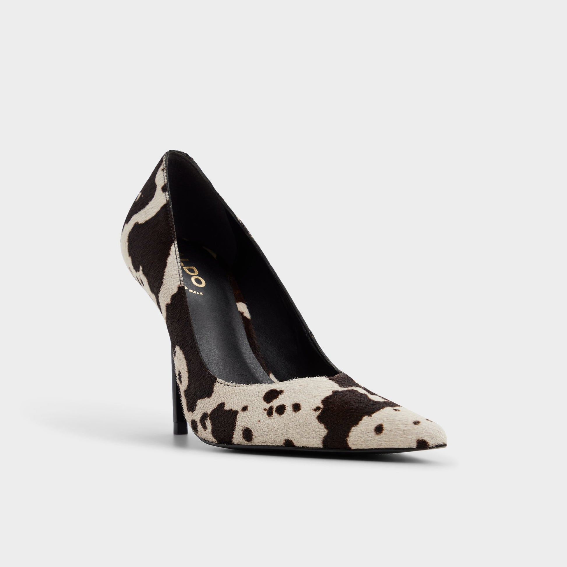 Three-quarter angle of Open brown Emelie Pump's front side